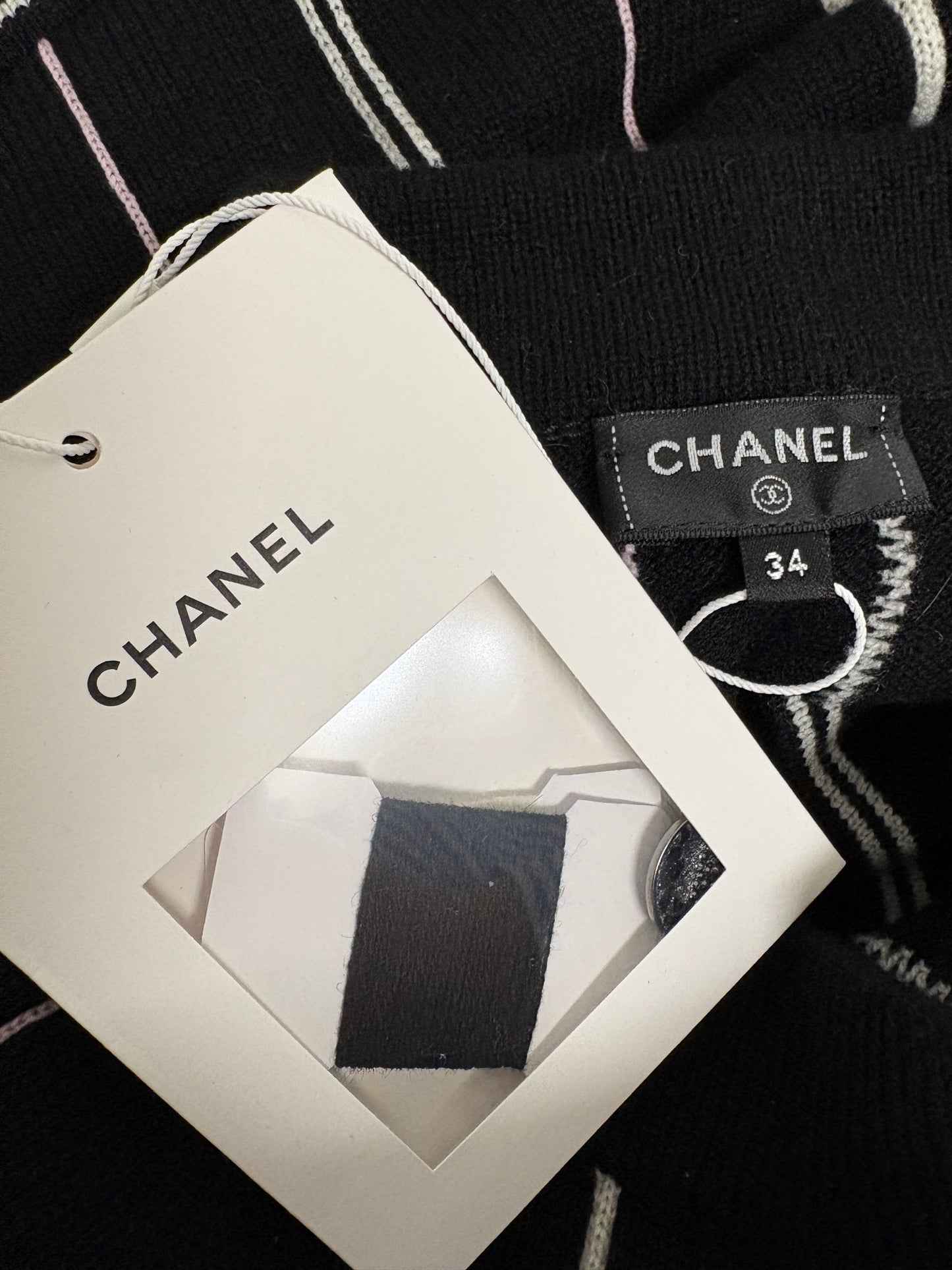 Chanel Cashmere Black Stripe Skirt