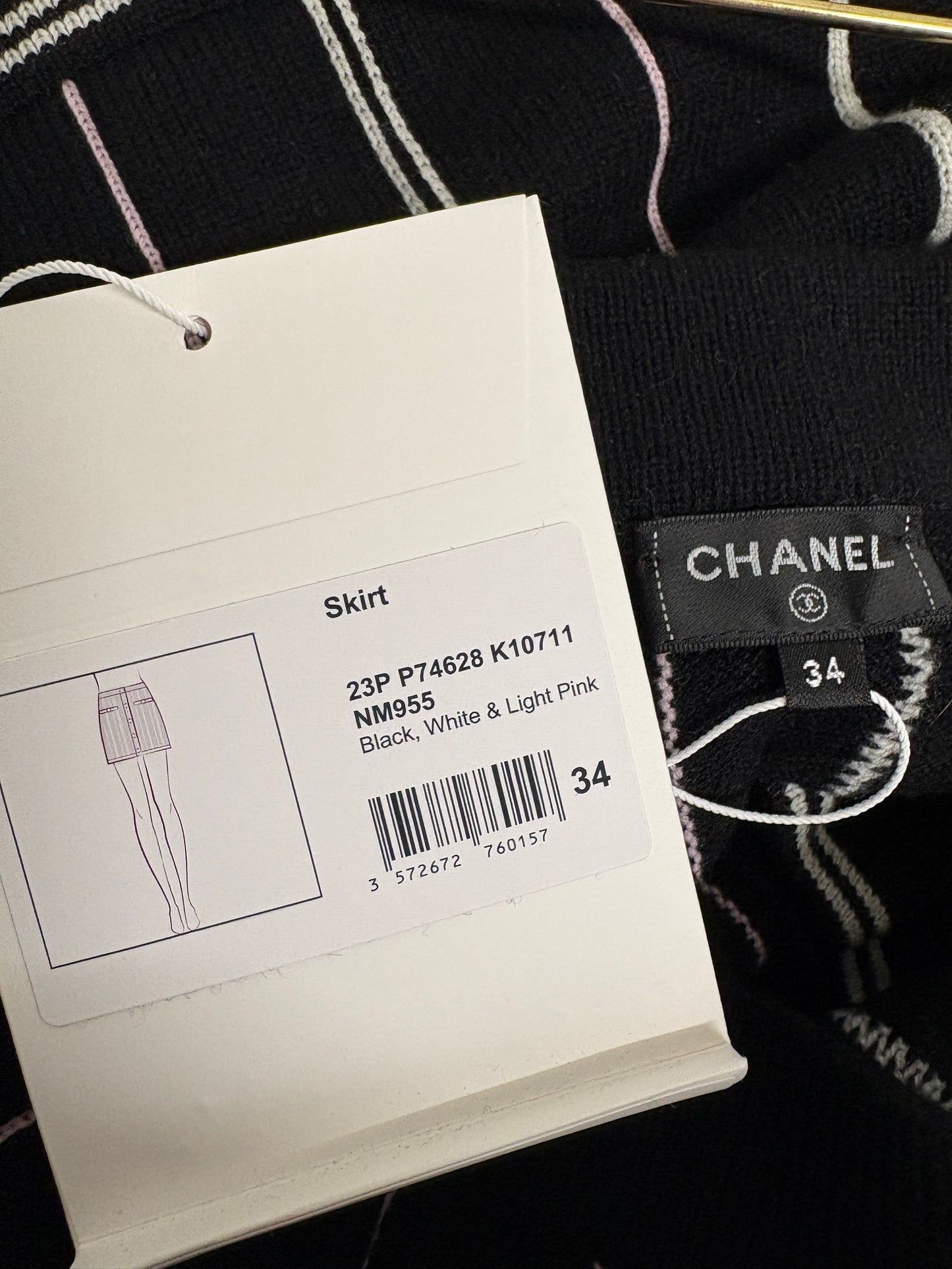 Chanel Cashmere Black Stripe Skirt
