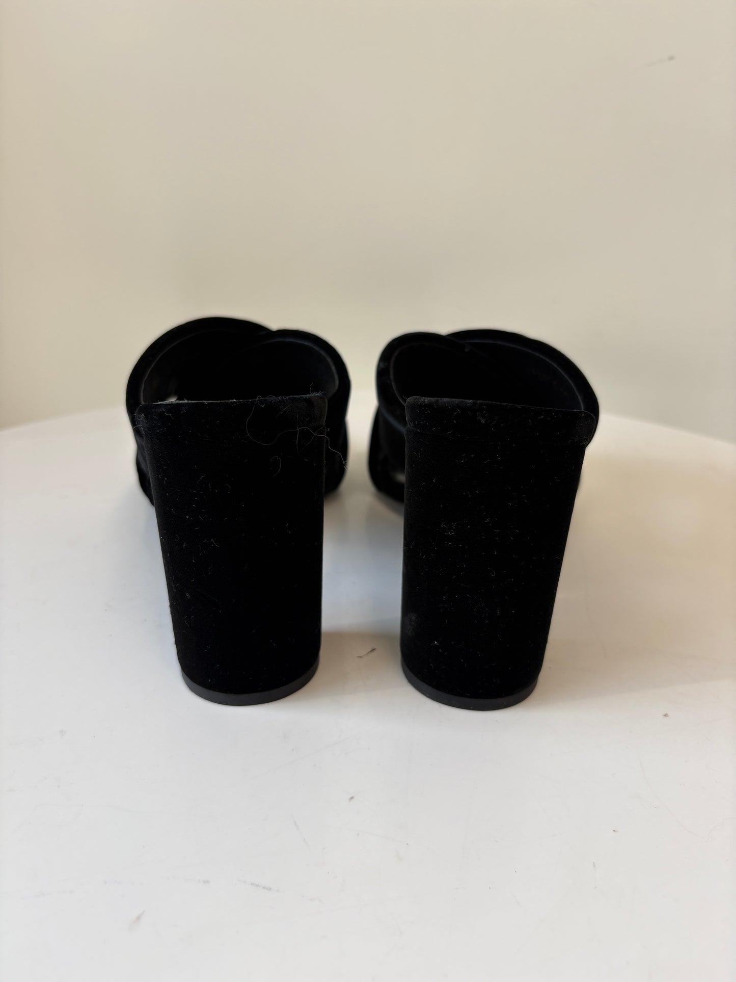 Saint Laurent Loulou Black Velvet Heel Mules