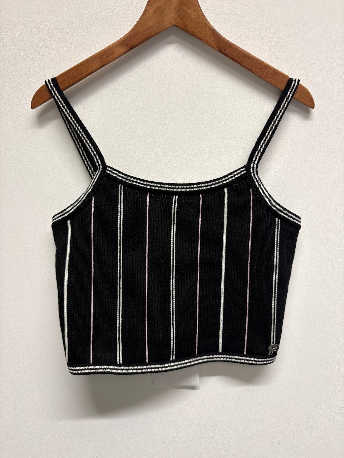 Chanel Cashmere Black Stripe Crop Top