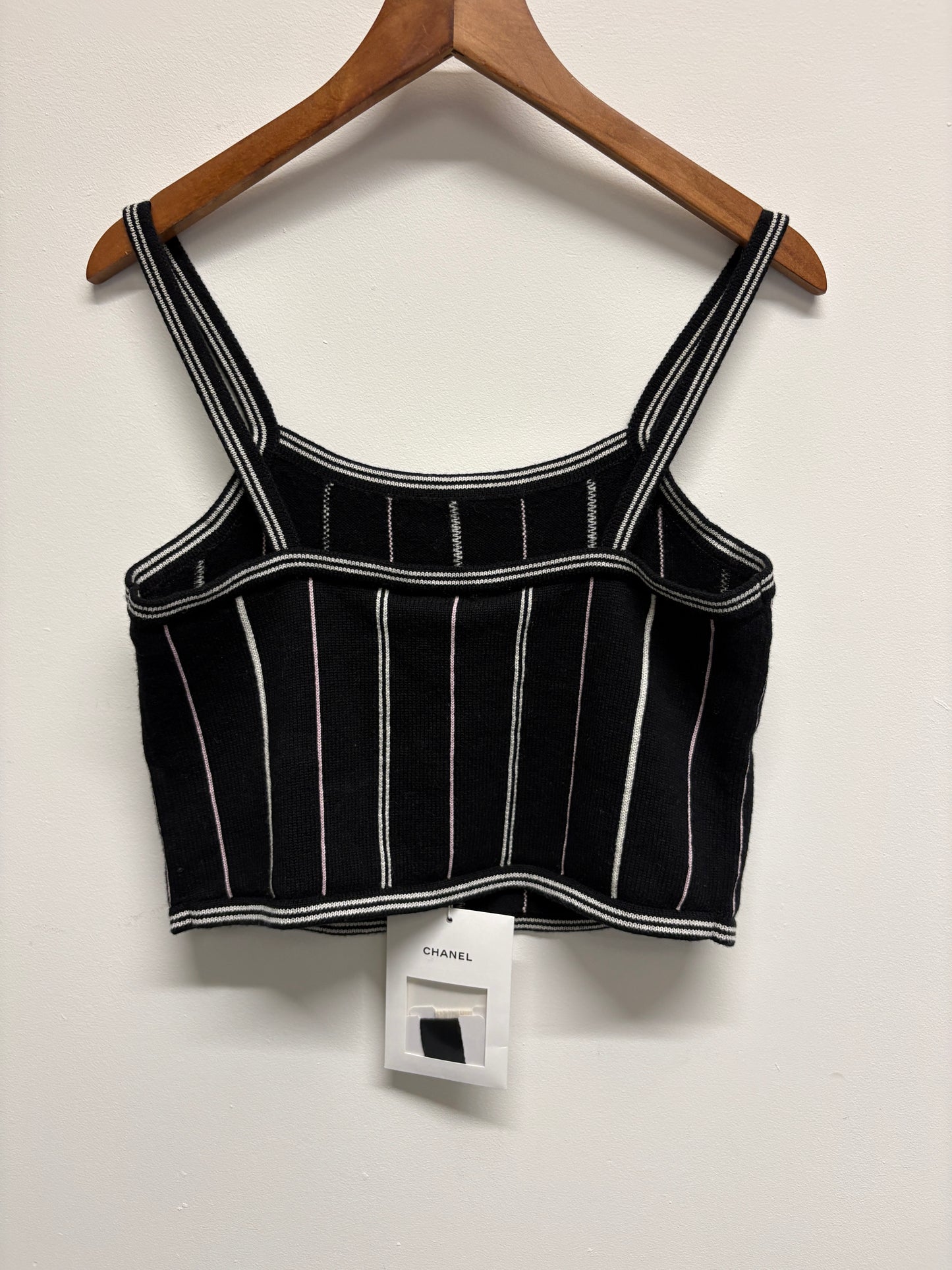 Chanel Cashmere Black Stripe Crop Top