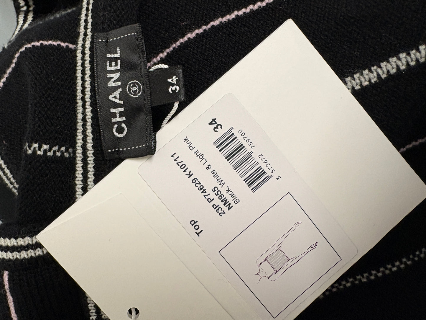 Chanel Cashmere Black Stripe Crop Top