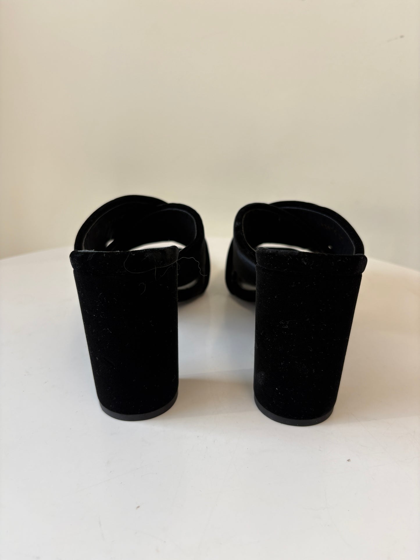 Saint Laurent Loulou Black Velvet Heel Mules