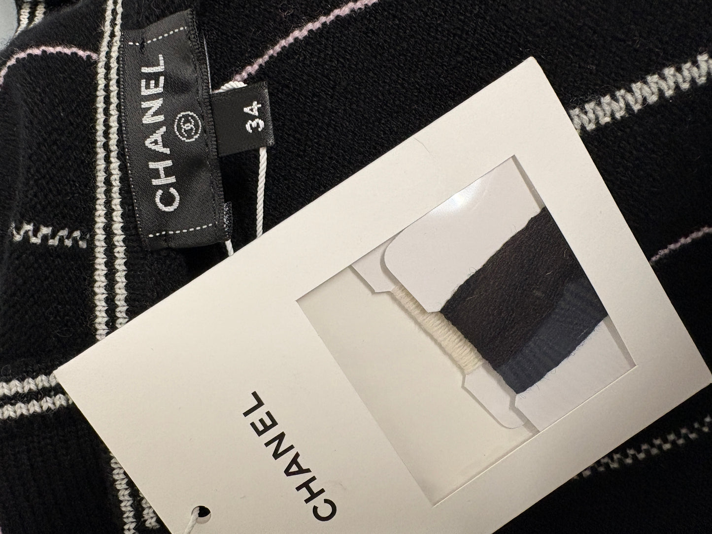 Chanel Cashmere Black Stripe Crop Top