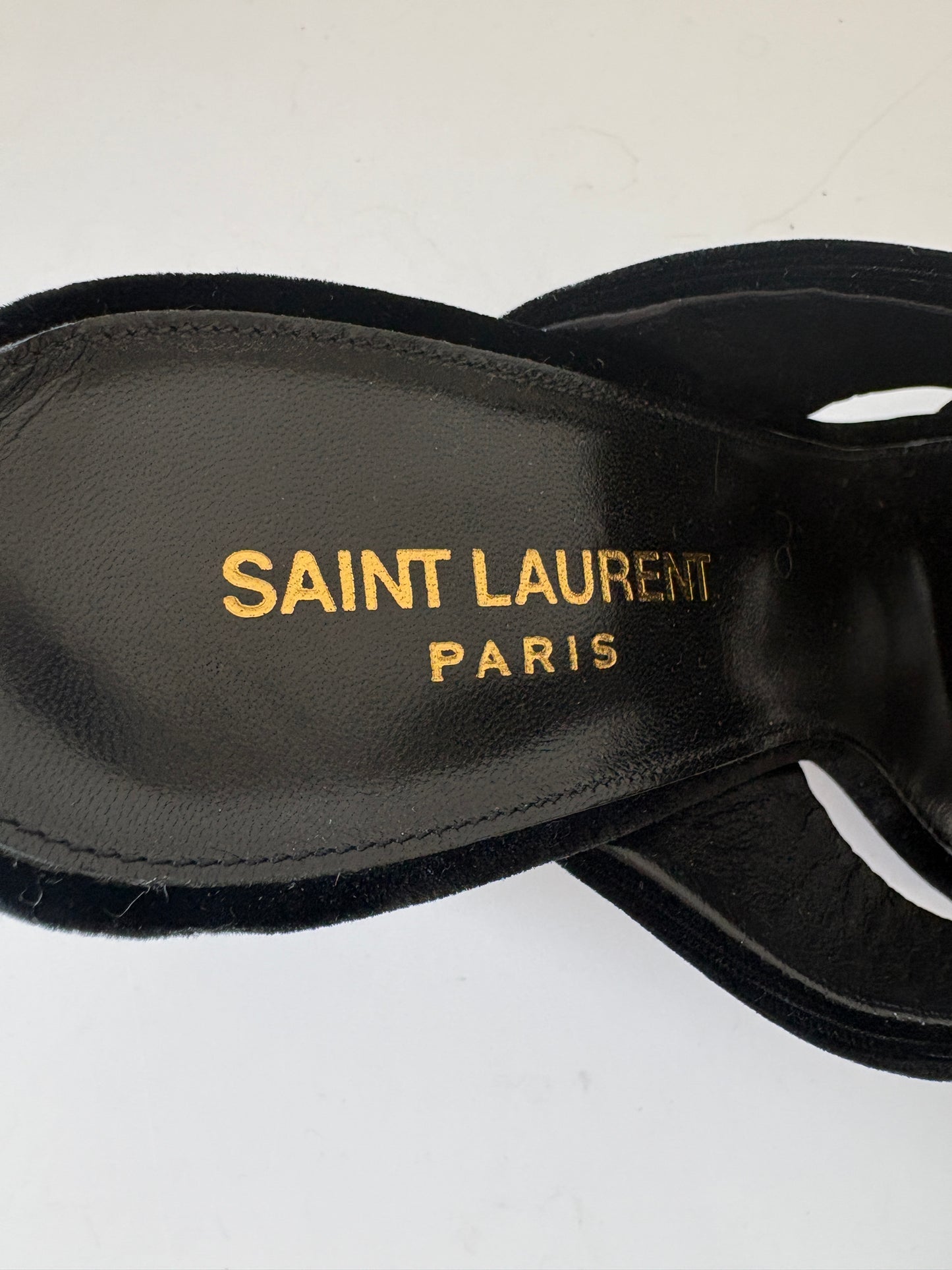 Saint Laurent Loulou Black Velvet Heel Mules