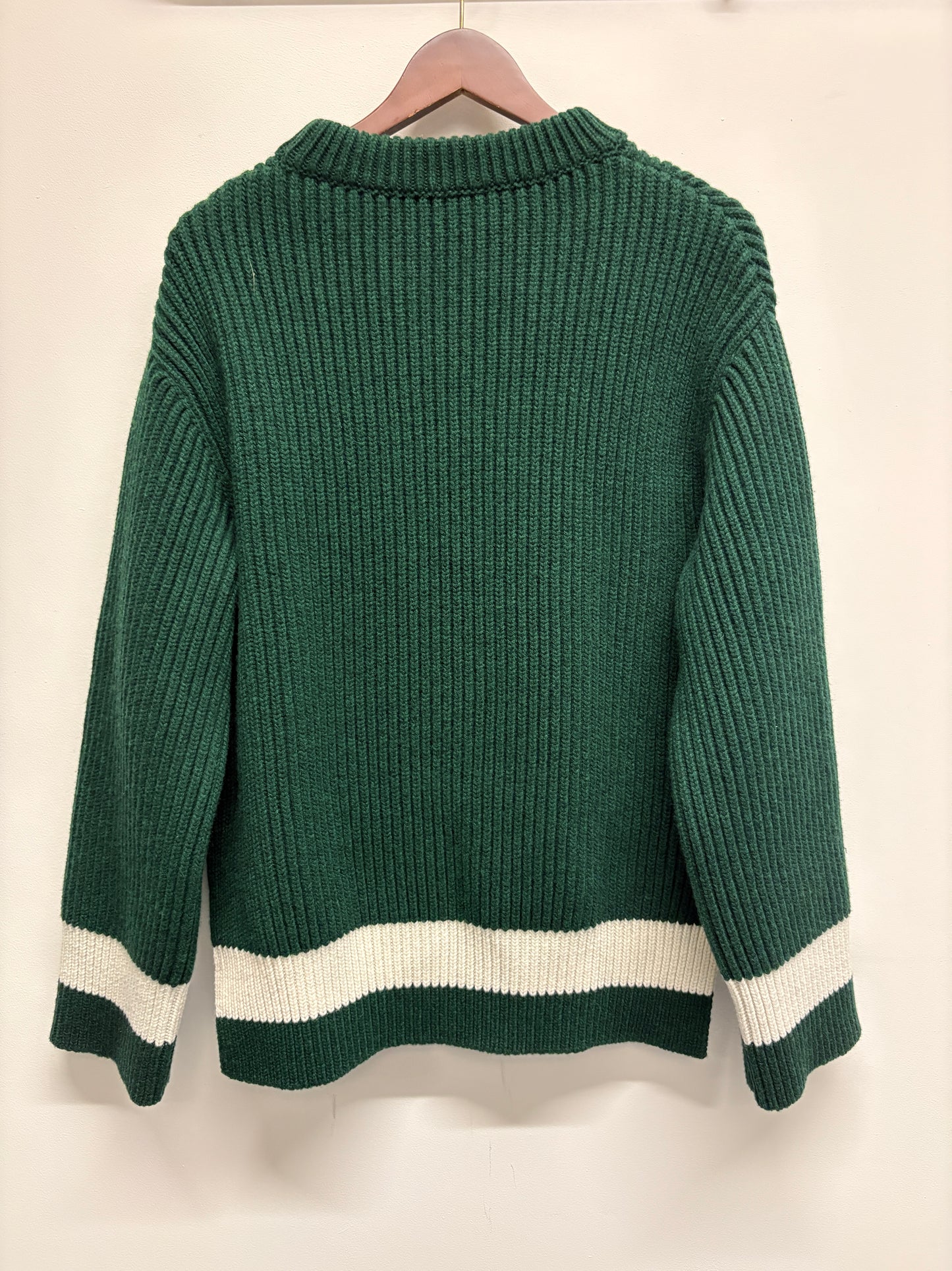 Alexander McQueen Green Jumper With Cream Stripe