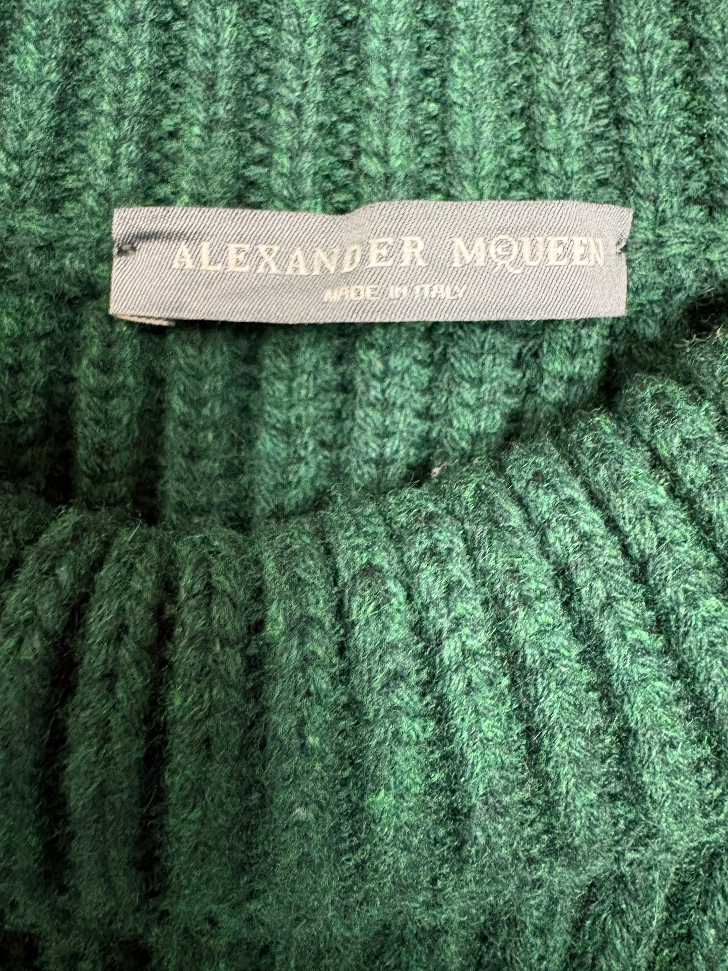 Alexander McQueen Green Jumper With Cream Stripe