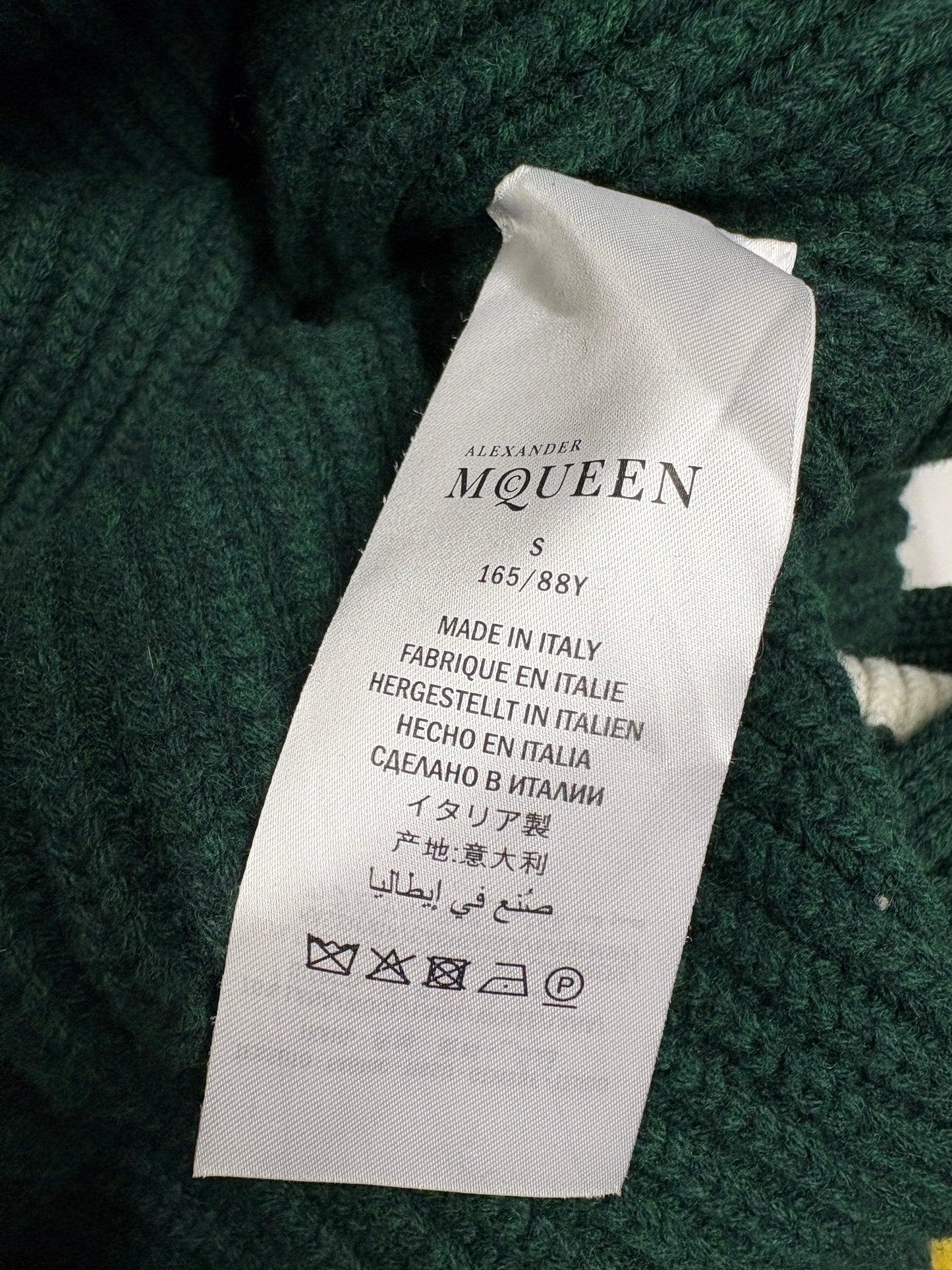 Alexander McQueen Green Jumper With Cream Stripe