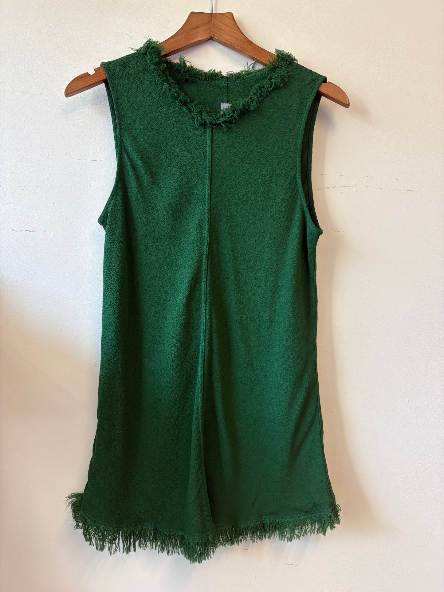 Raquel Allegra Green Fringe Top
