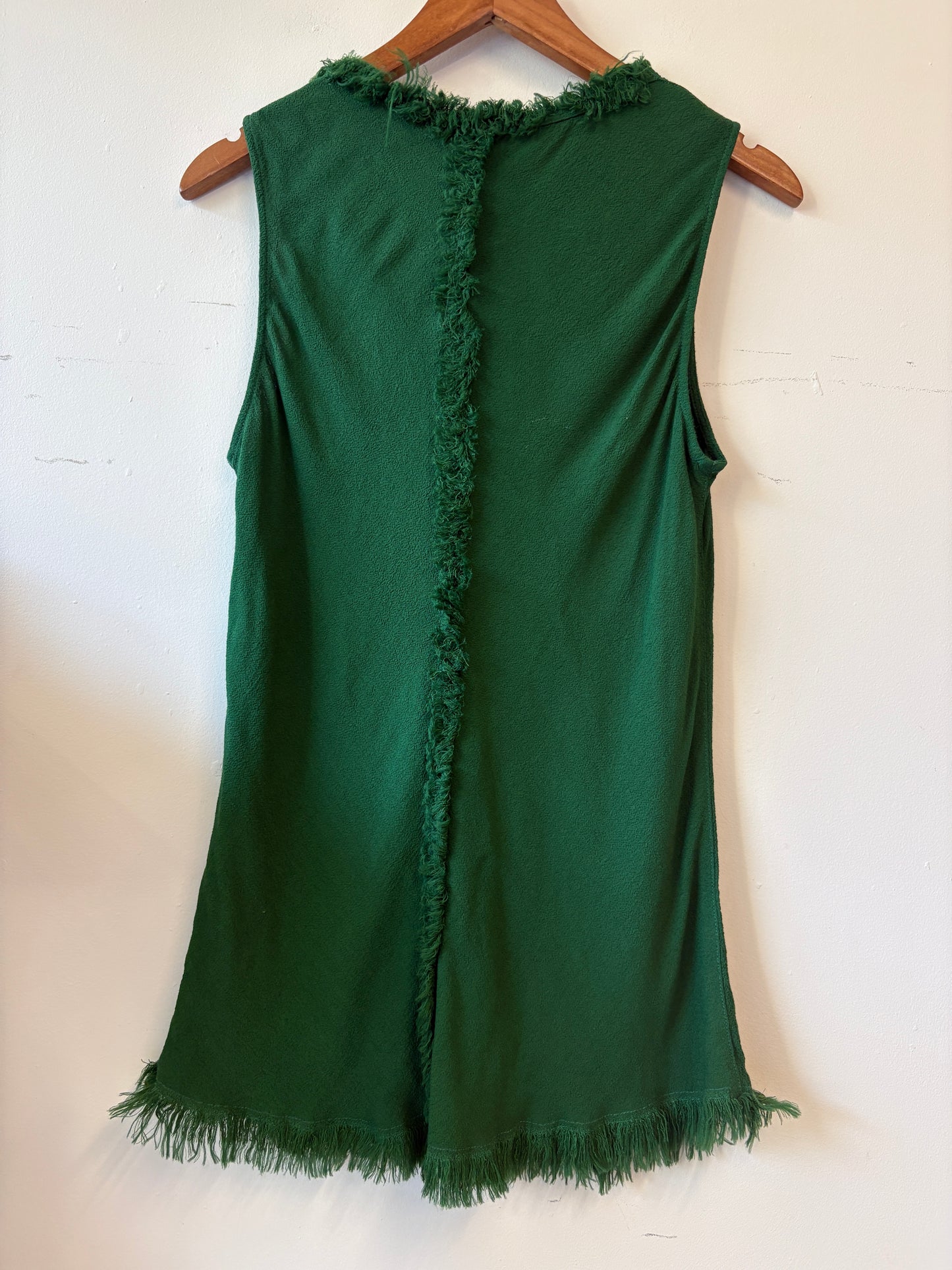 Raquel Allegra Green Fringe Top