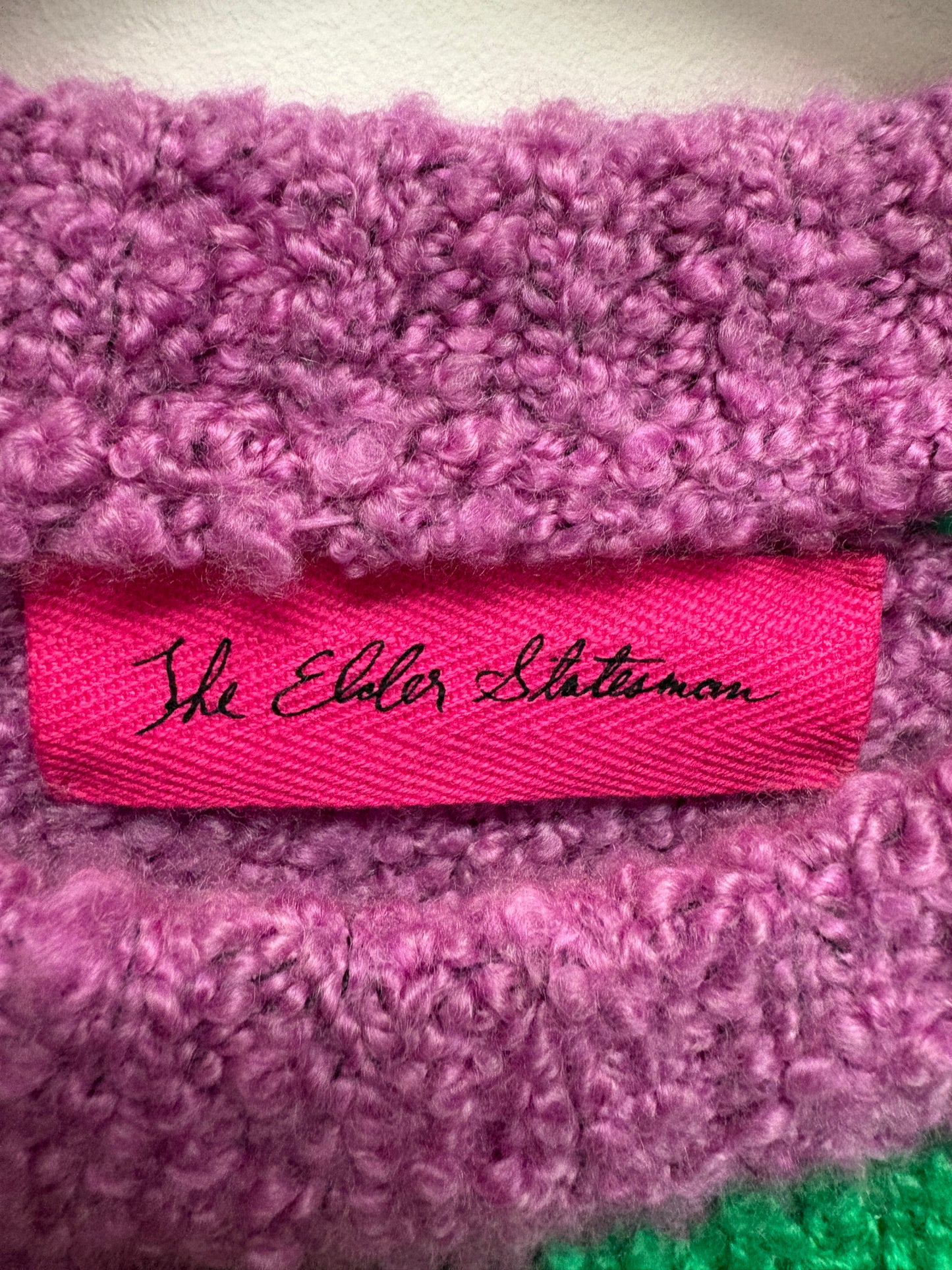 The Elder Statesman Green and Pink Knit Jumper