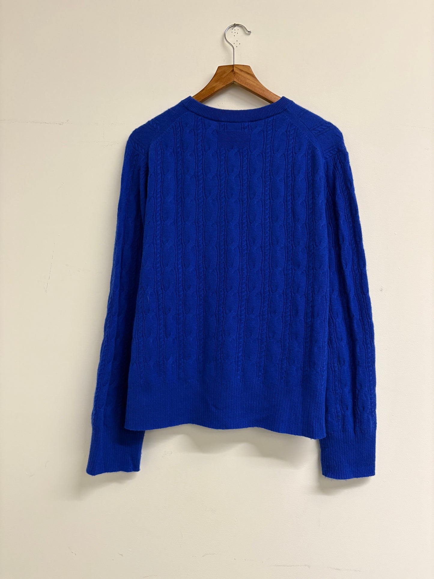 Guest in Residence Cobalt Blue Cable Knit Crewneck Jumper