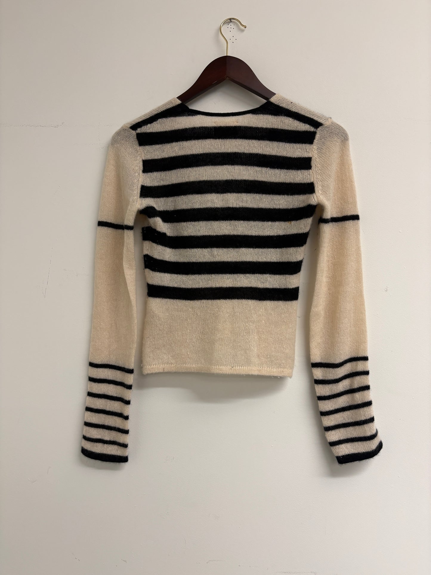 Khaite Ivy Striped Cashmere V-Neck Sweater