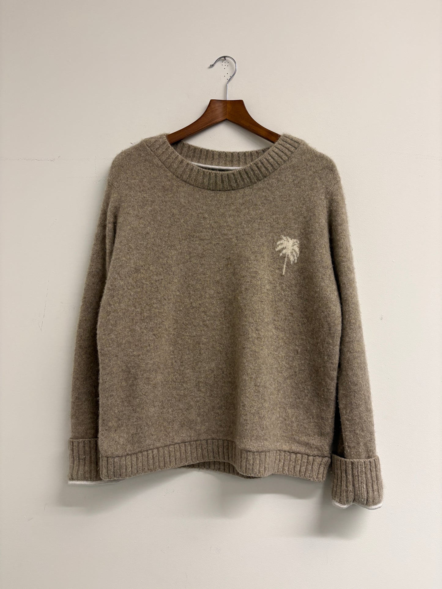 The Elder Statesman Palms Beige Cashmere jumper