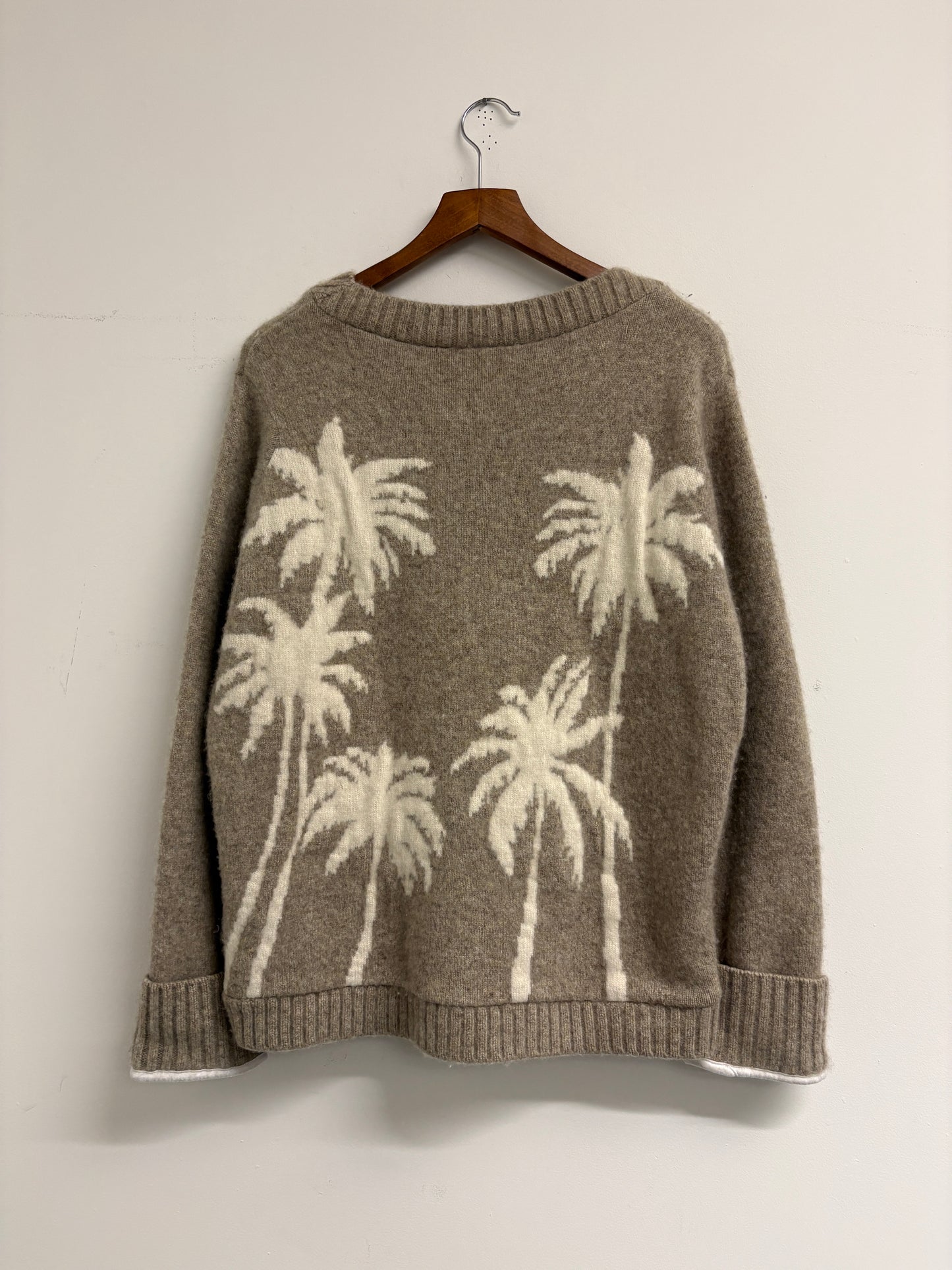 The Elder Statesman Palms Beige Cashmere jumper