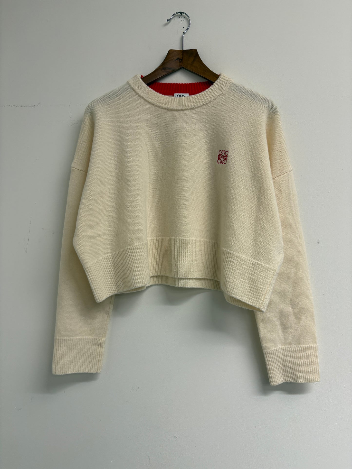 Loewe Cream Logo Cropped Sweater