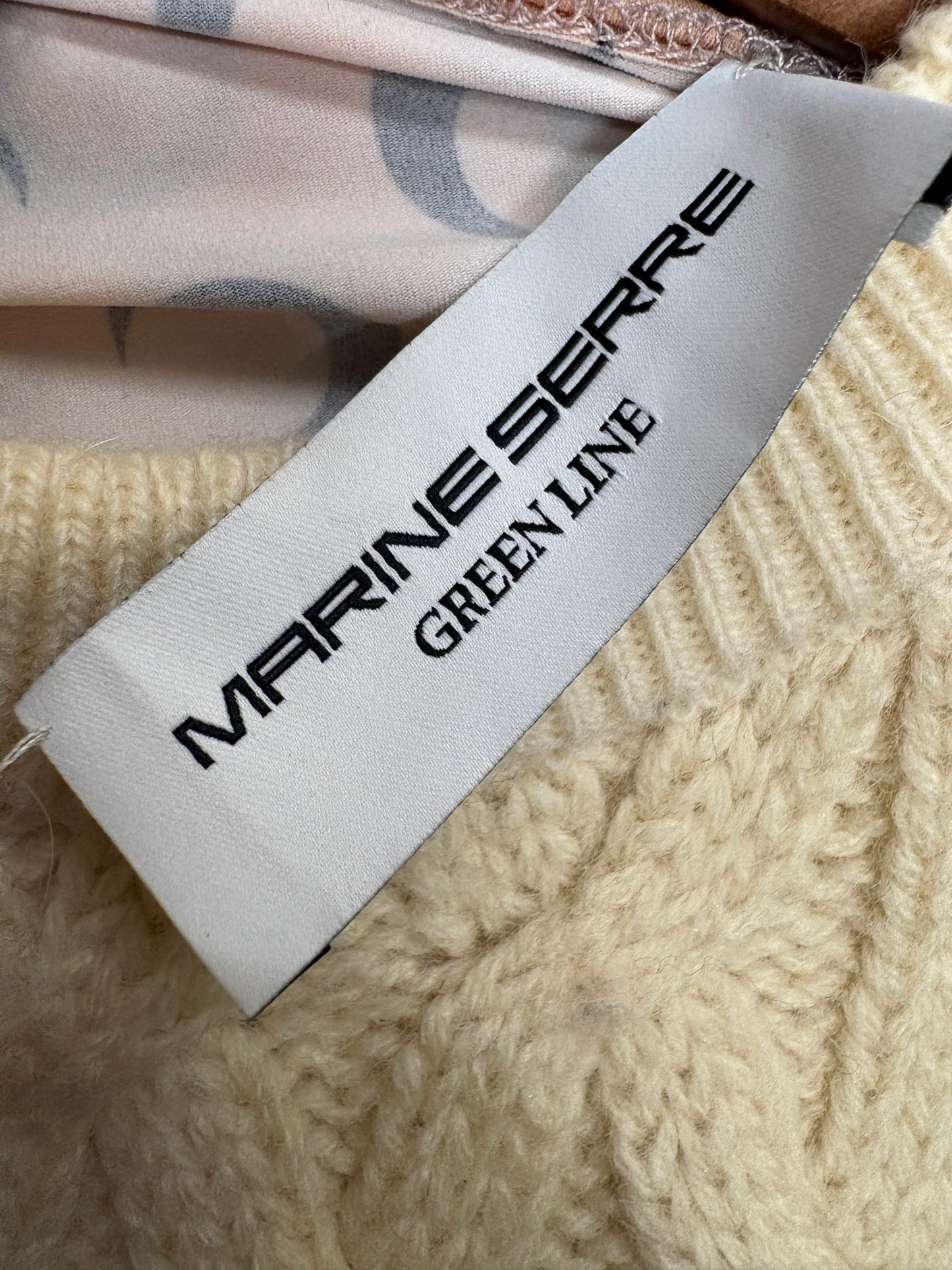 Marine Serre Cream Moon Print Cable Knit Vest