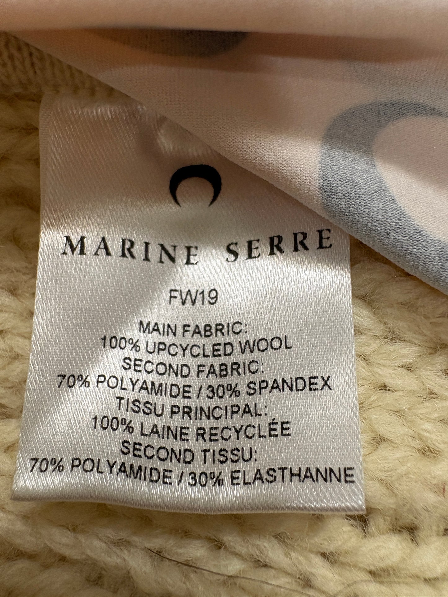 Marine Serre Cream Moon Print Cable Knit Vest
