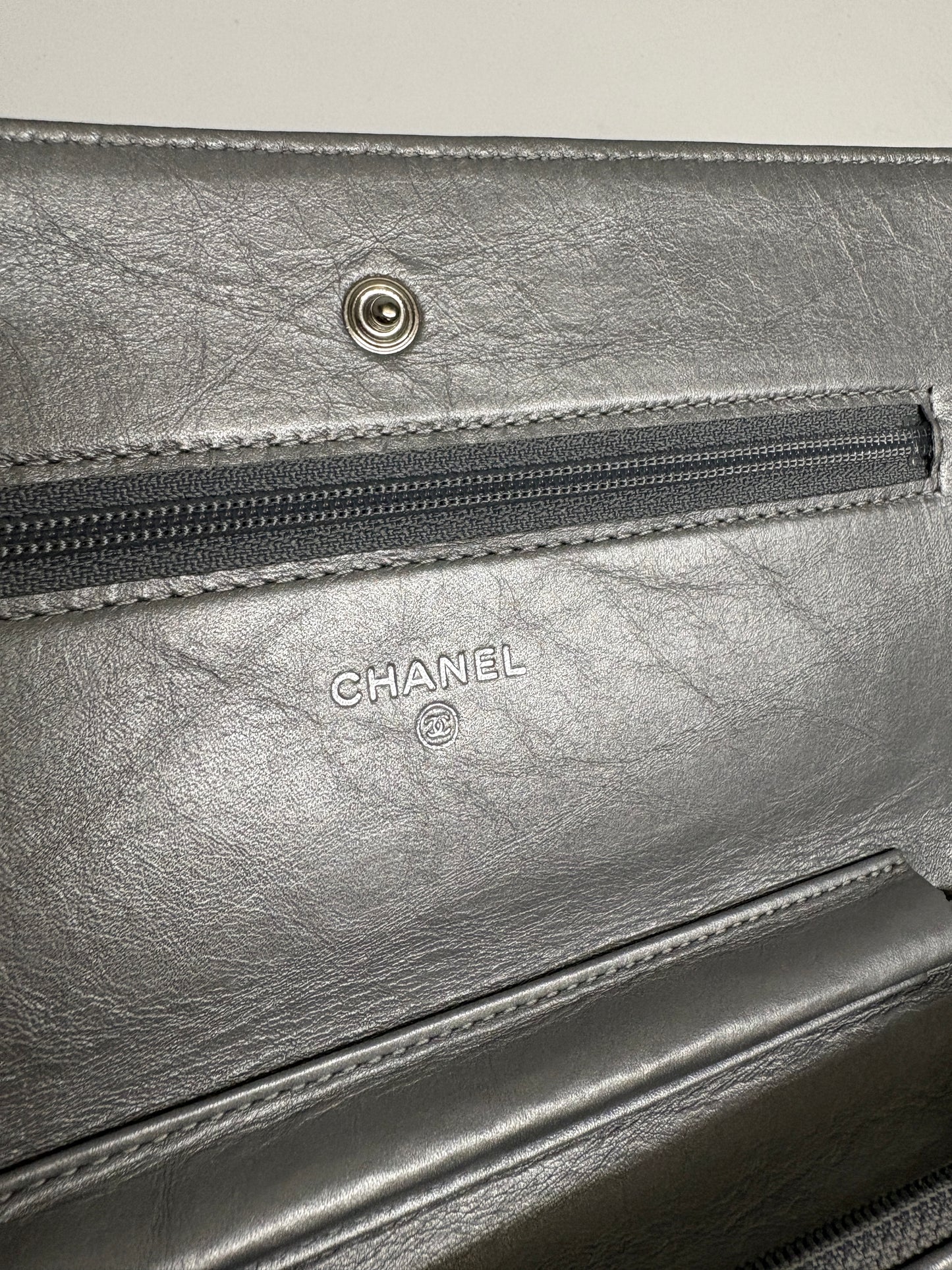 Chanel Silver Wallet On A Chain