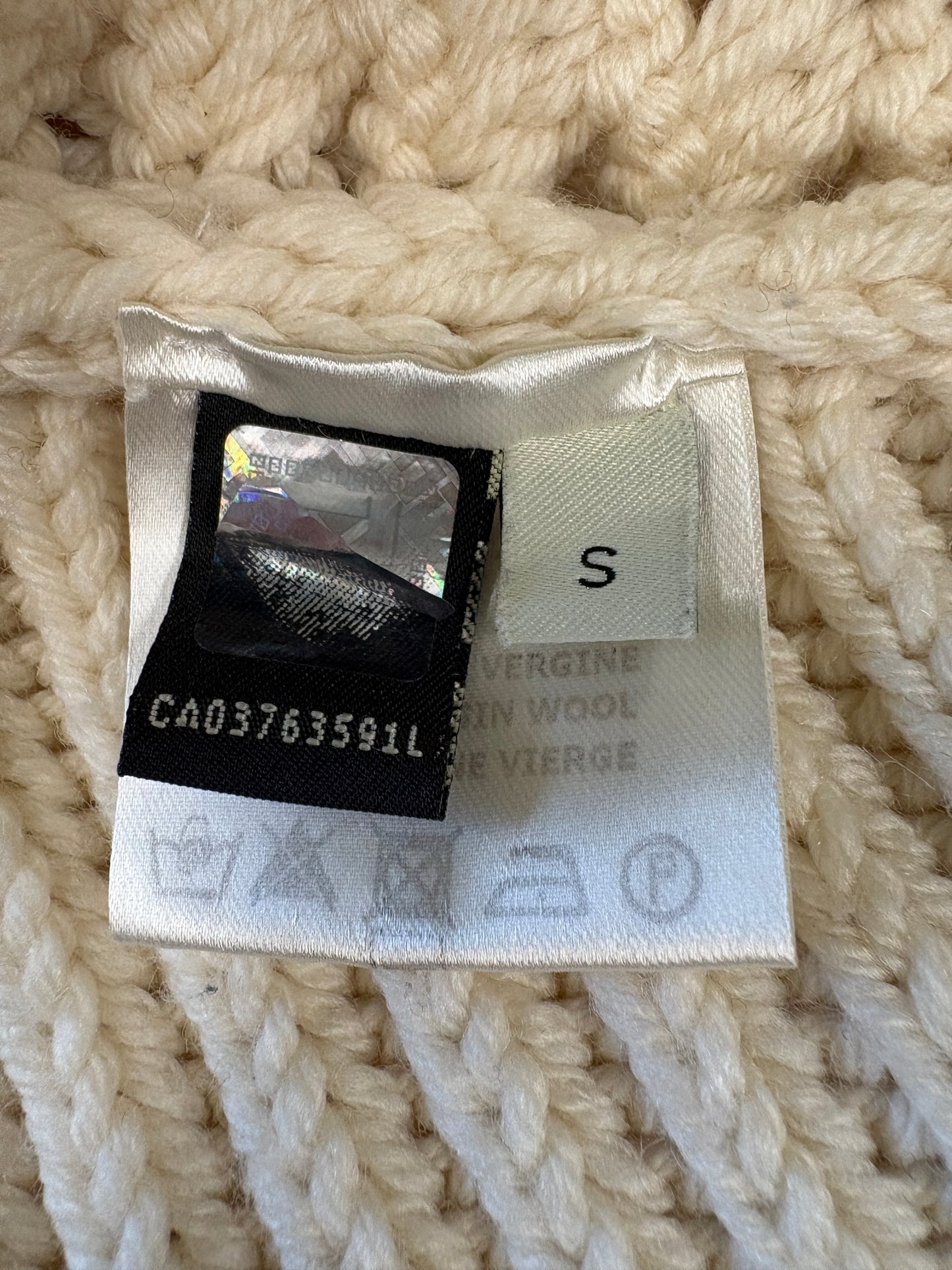 Fendi Ivory Cable Knit Wool Poncho