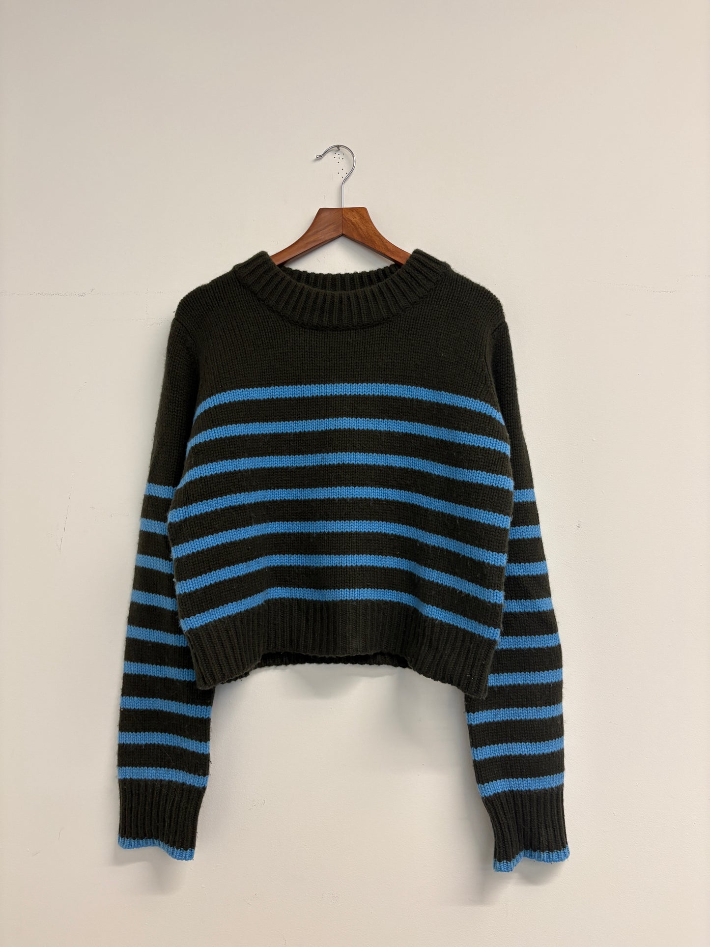 La Ligne Blue Black Mini Marin Wool Cashmere Stripe Jumper
