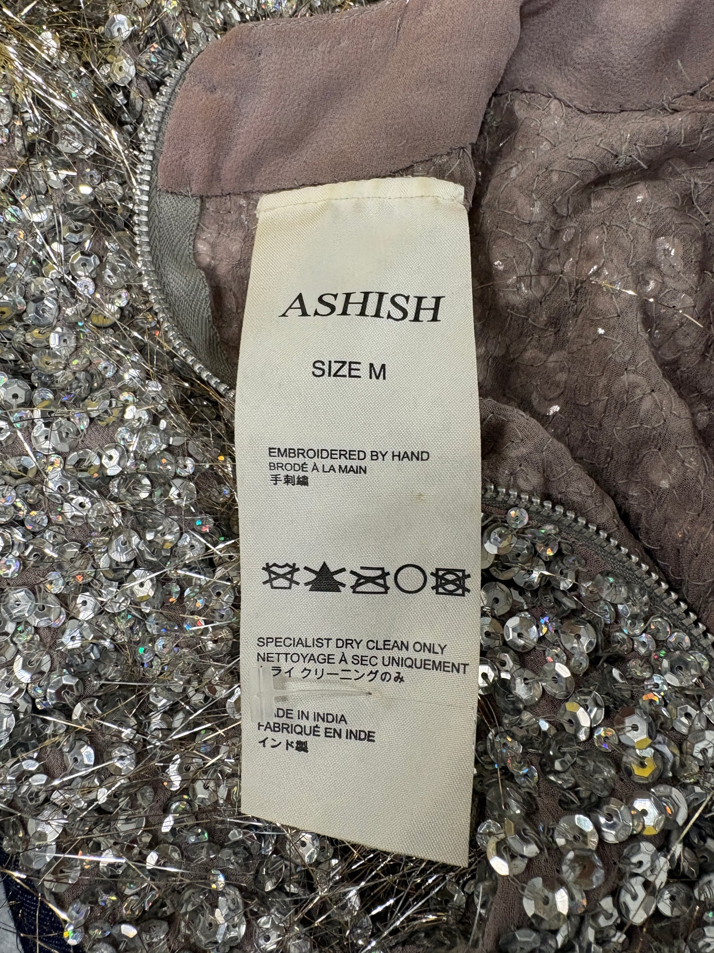 Ashish Silver Sequin Silk Mini Dress