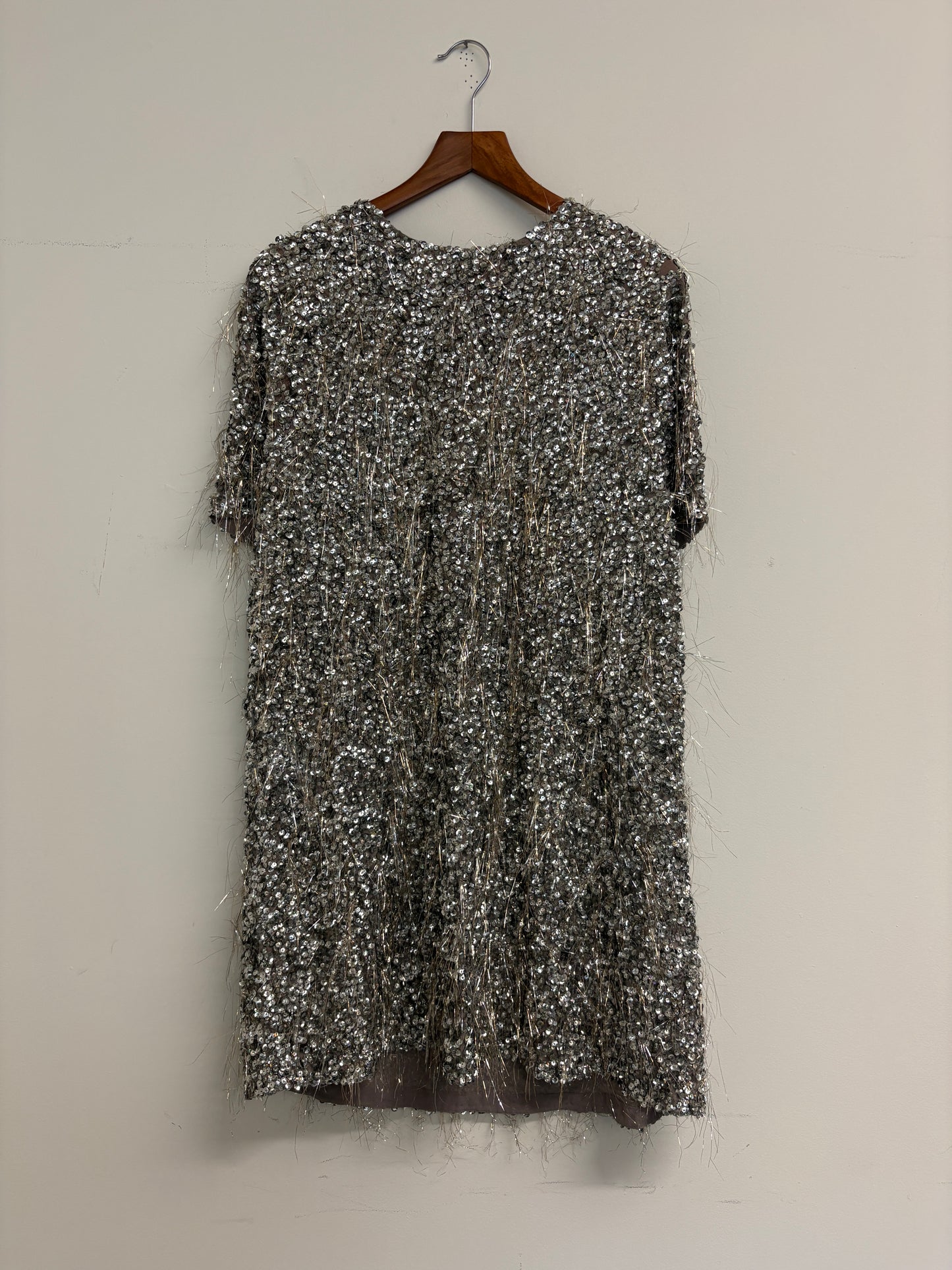 Ashish Silver Sequin Silk Mini Dress