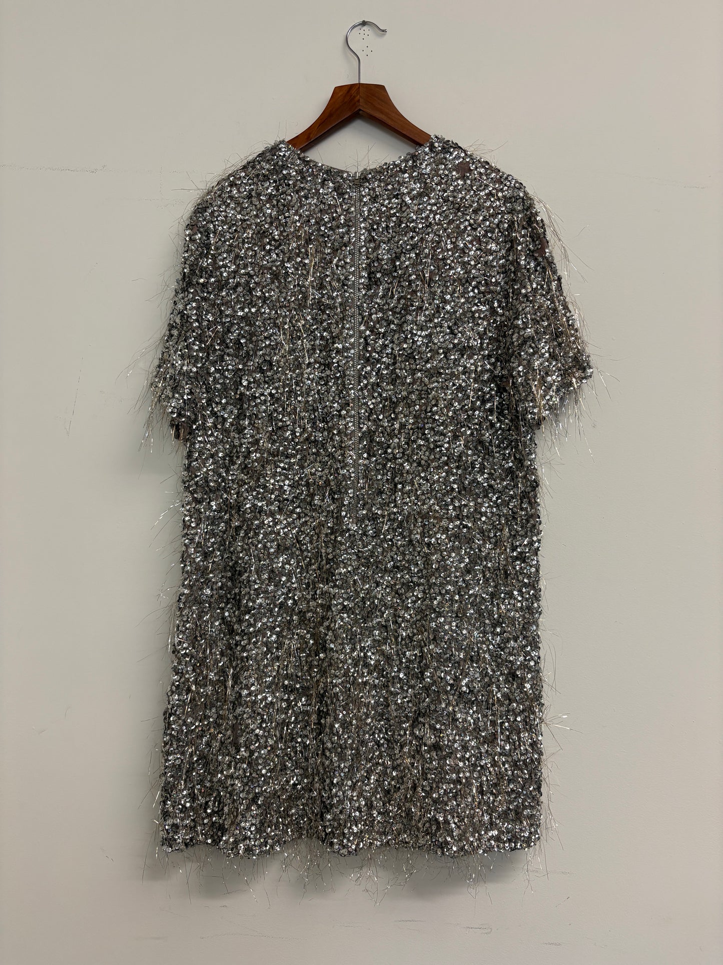 Ashish Silver Sequin Silk Mini Dress
