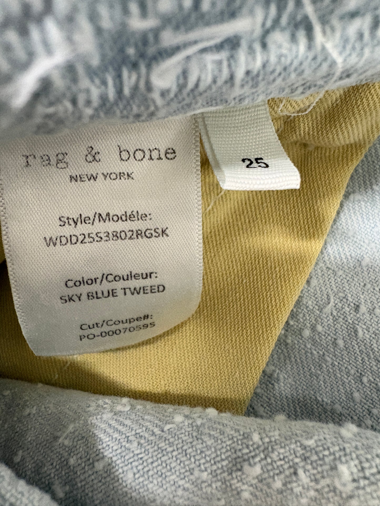 Rag&Bone Sky Blue Tweed Sofie Tailored Jeans