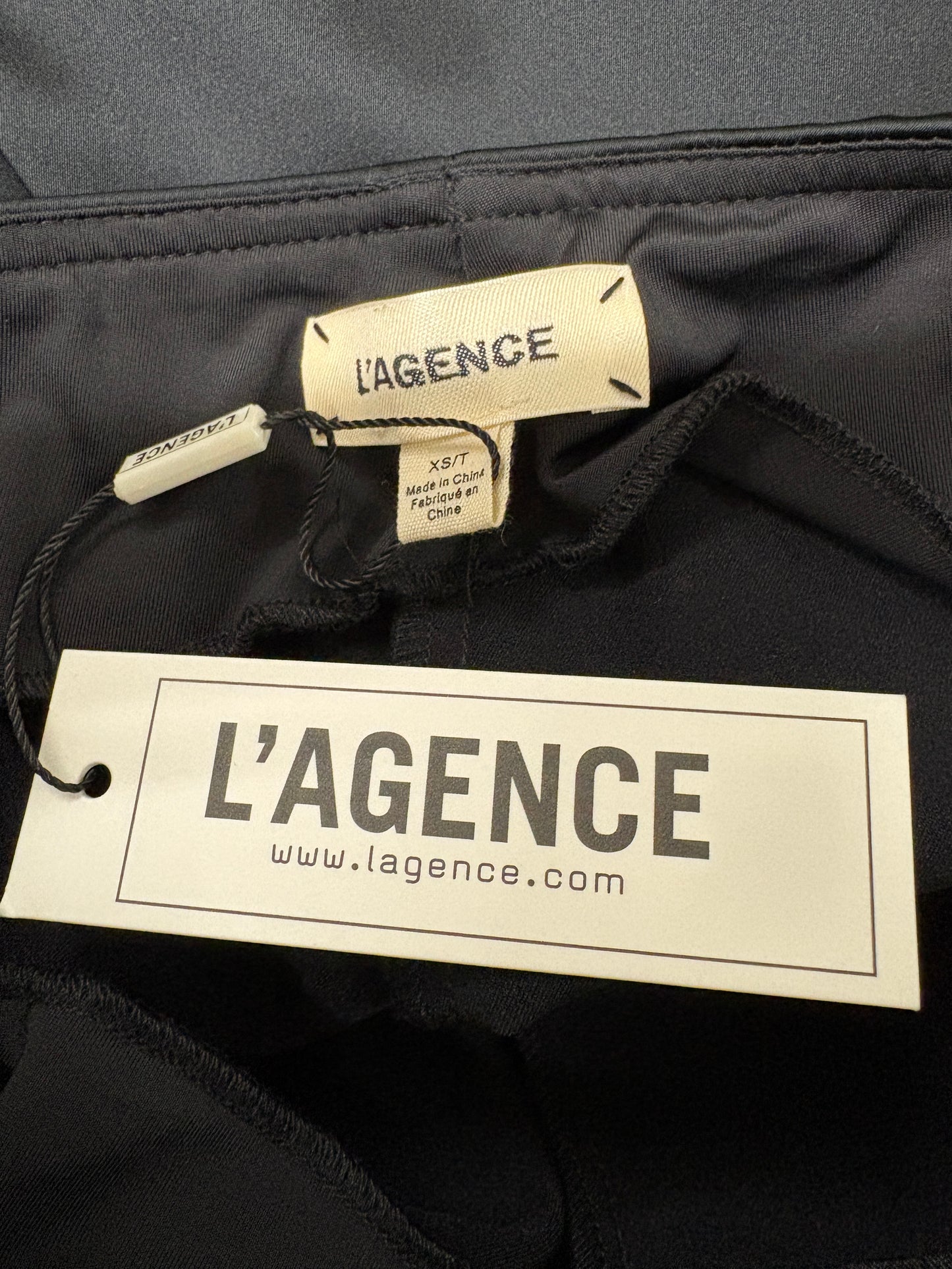 L'Agence Black Satin Stretch Legging
