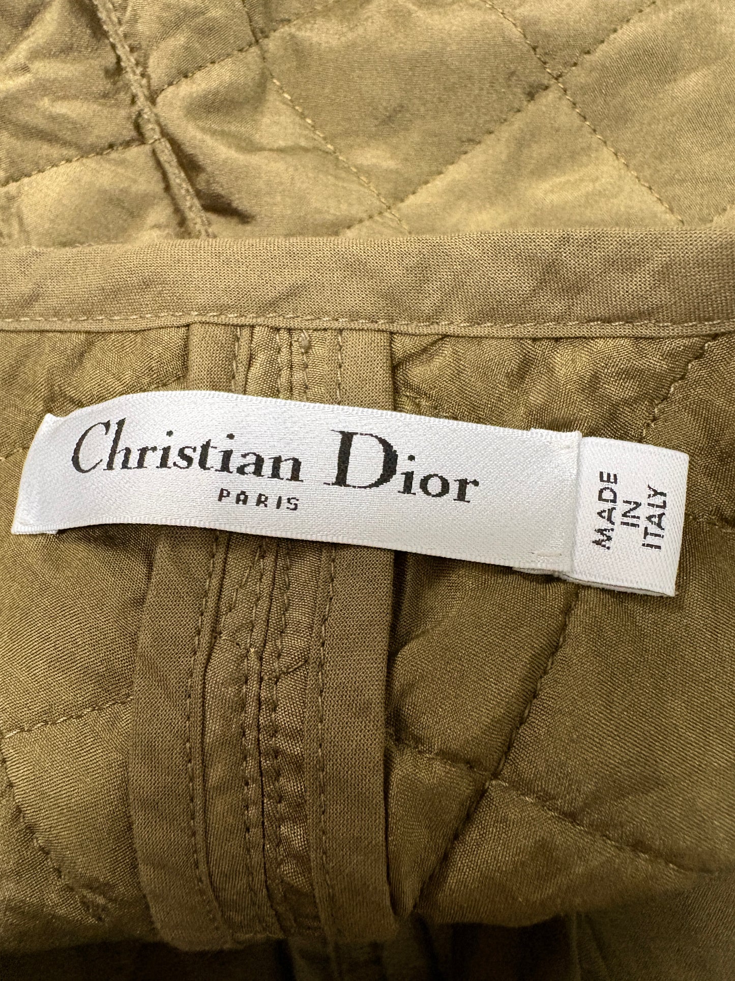 Christian Dior Khaki Quilted Mini Shorts