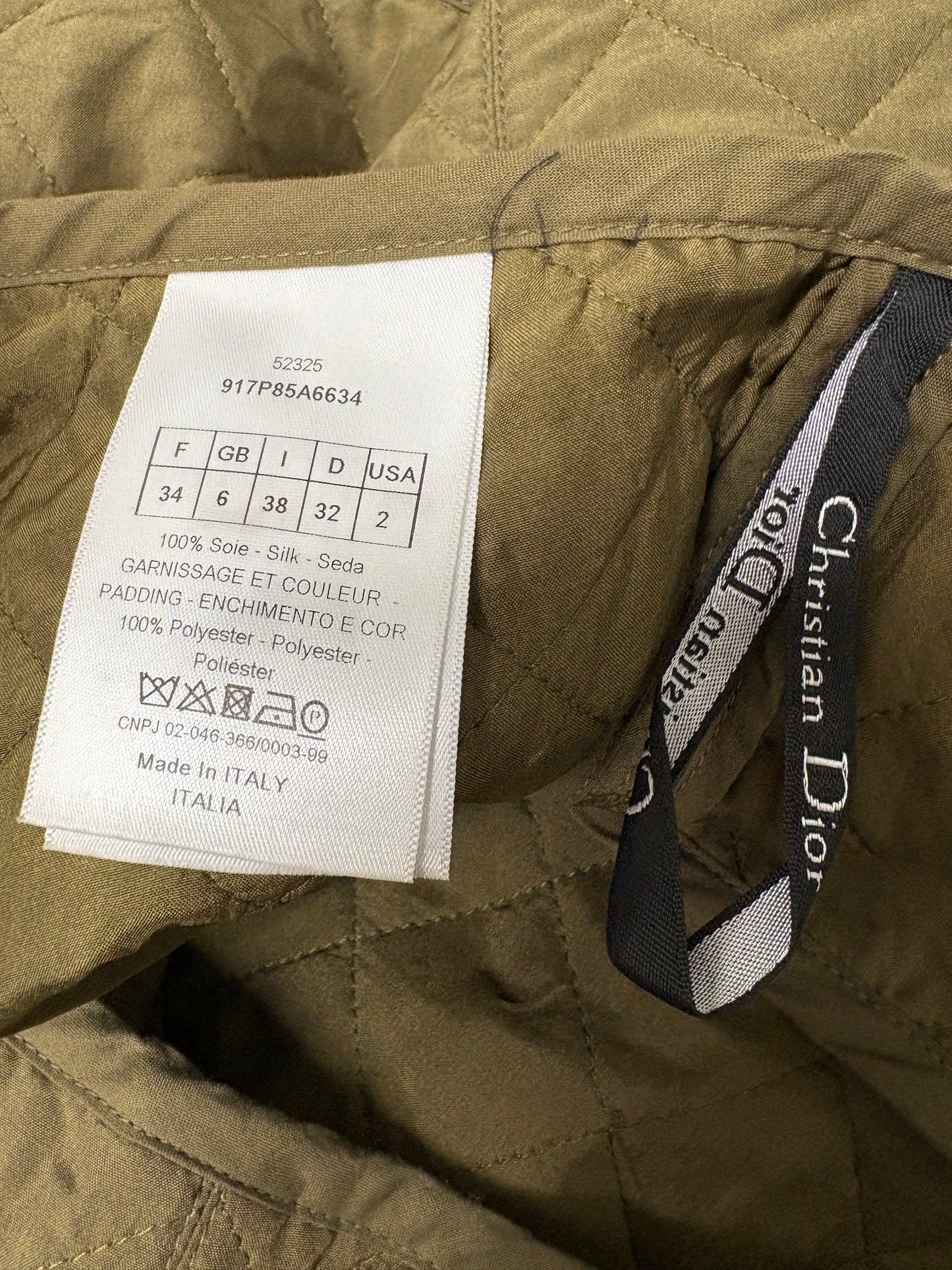 Christian Dior Khaki Quilted Mini Shorts