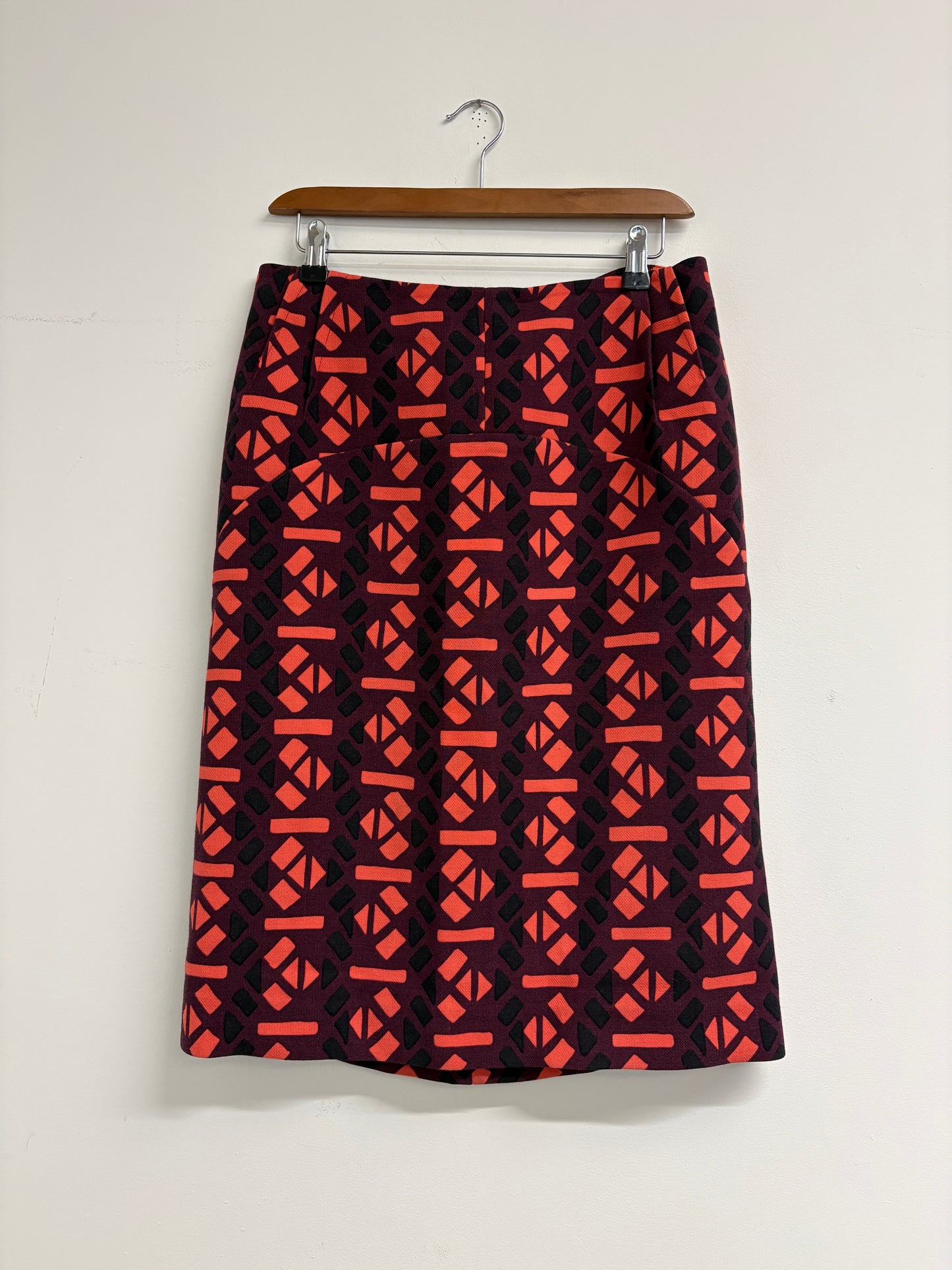 Marni Plum And Coral Geometric Print Skirt