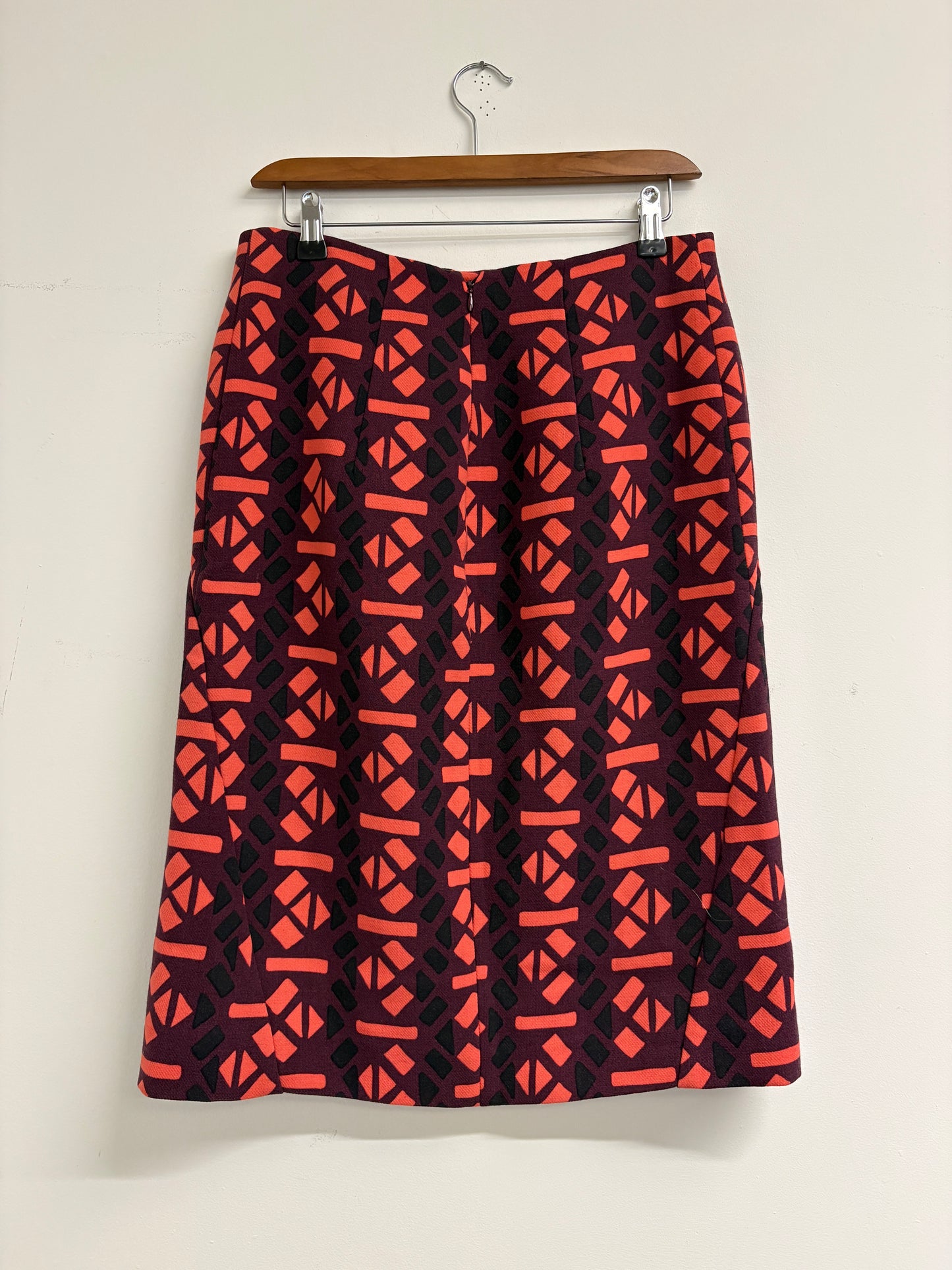 Marni Plum And Coral Geometric Print Skirt