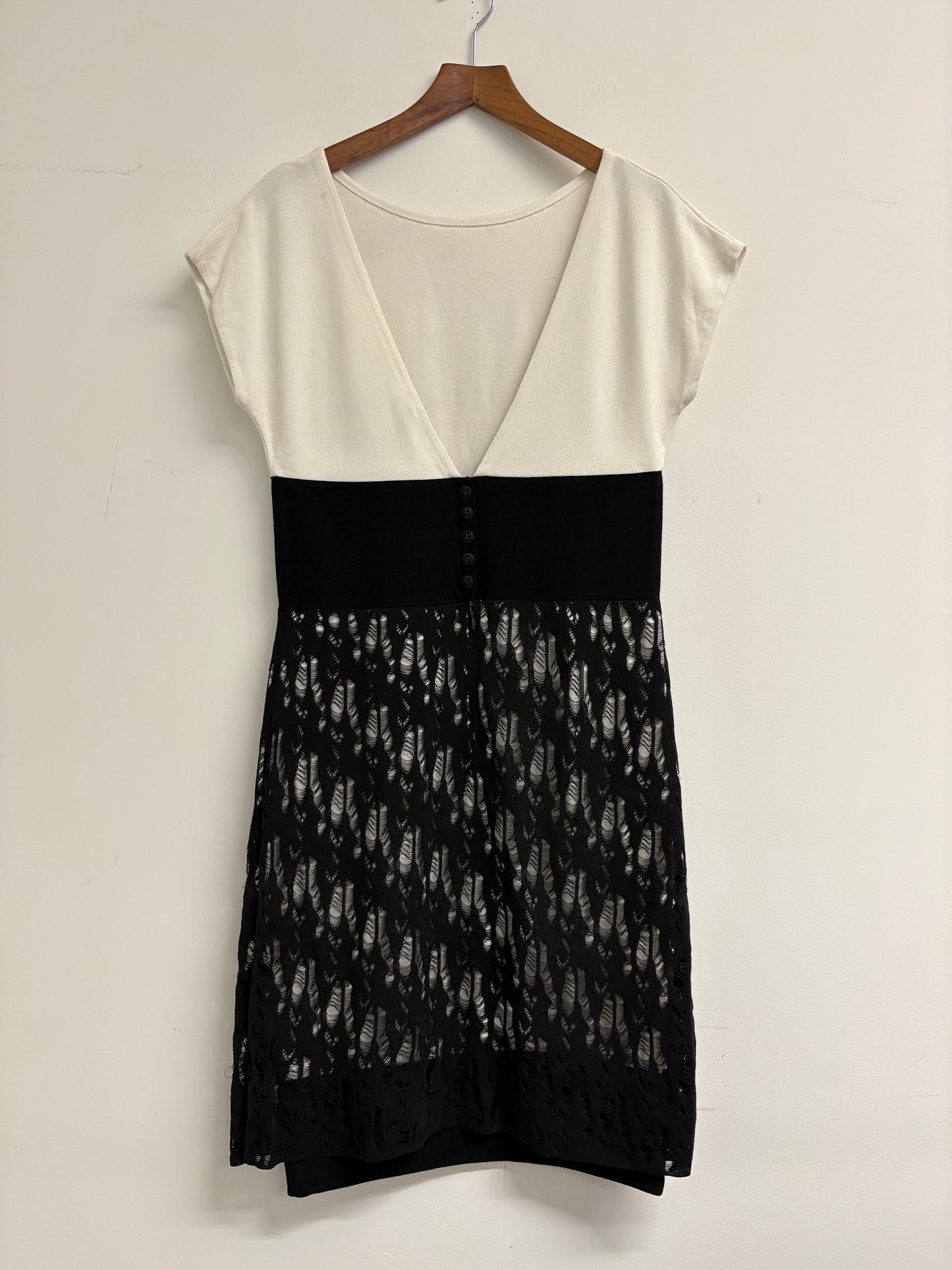 Chanel Monochrome Open Knit Overlay Sheath Dress