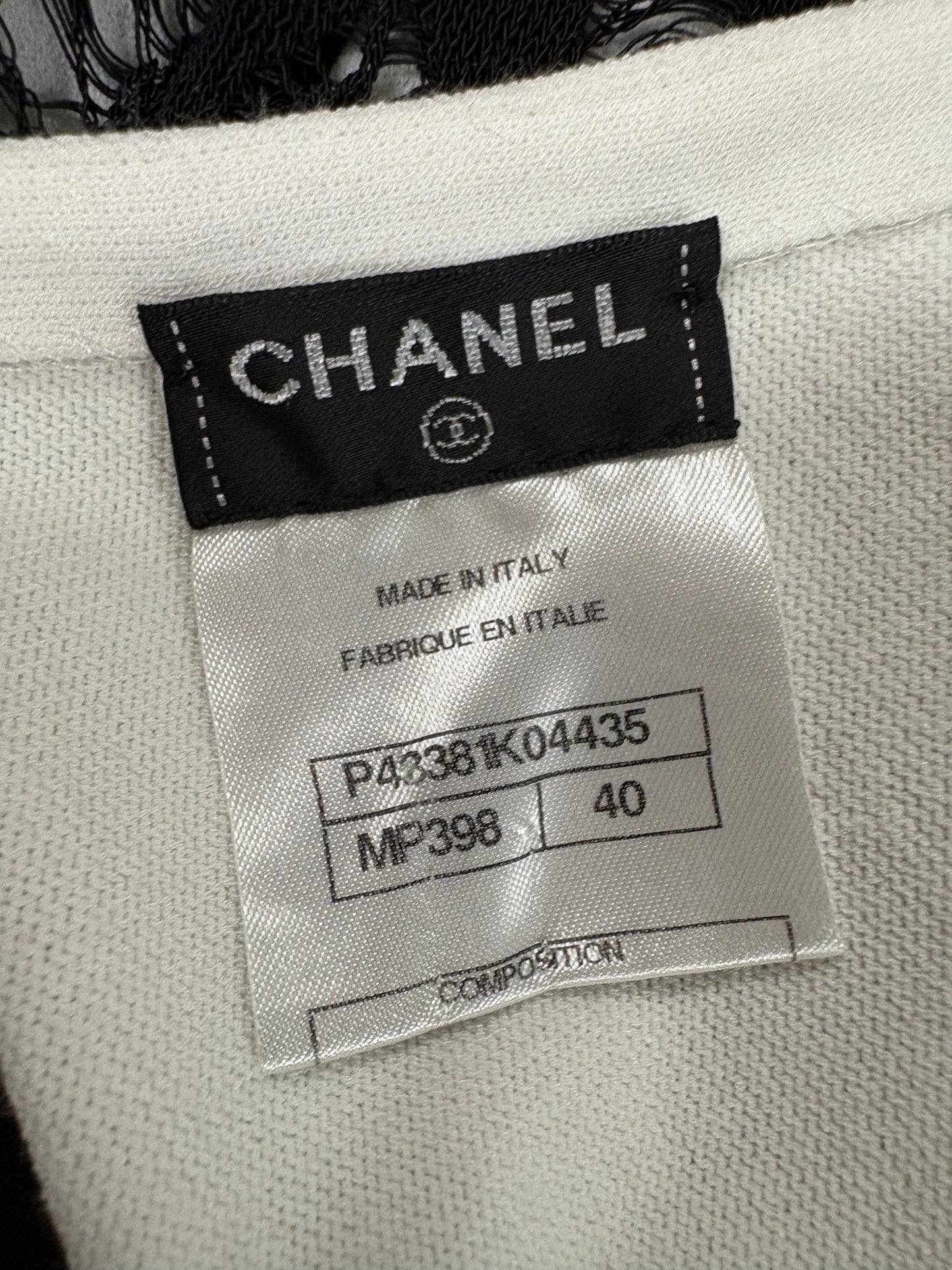 Chanel Monochrome Open Knit Overlay Sheath Dress