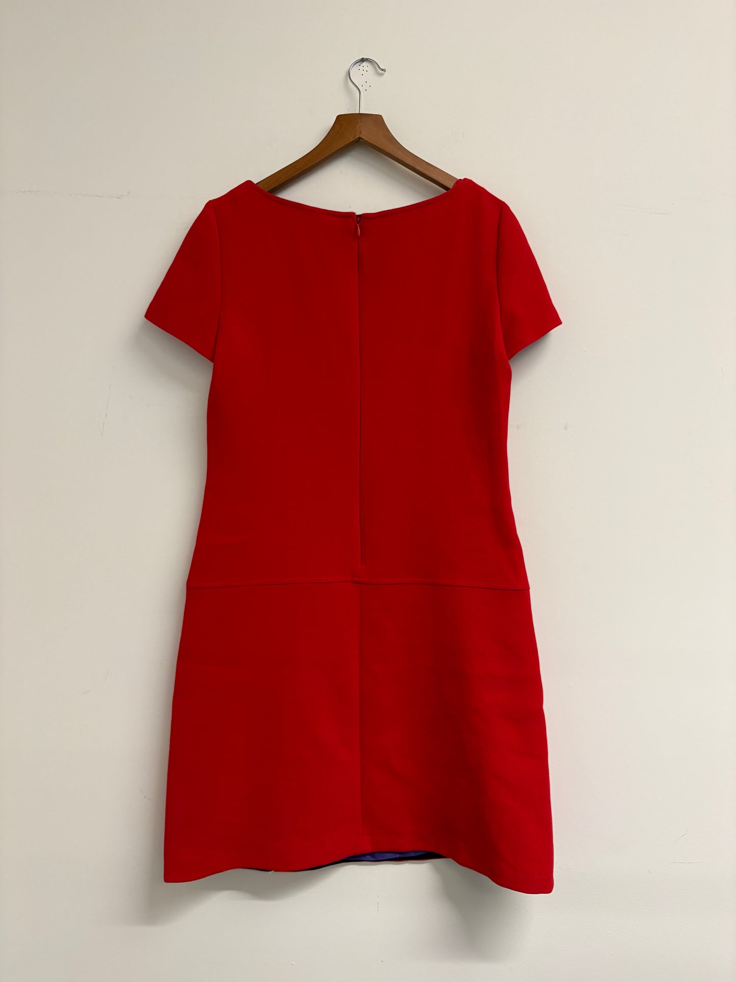 Prada Red Shift Dress Wiith Gold Buttons