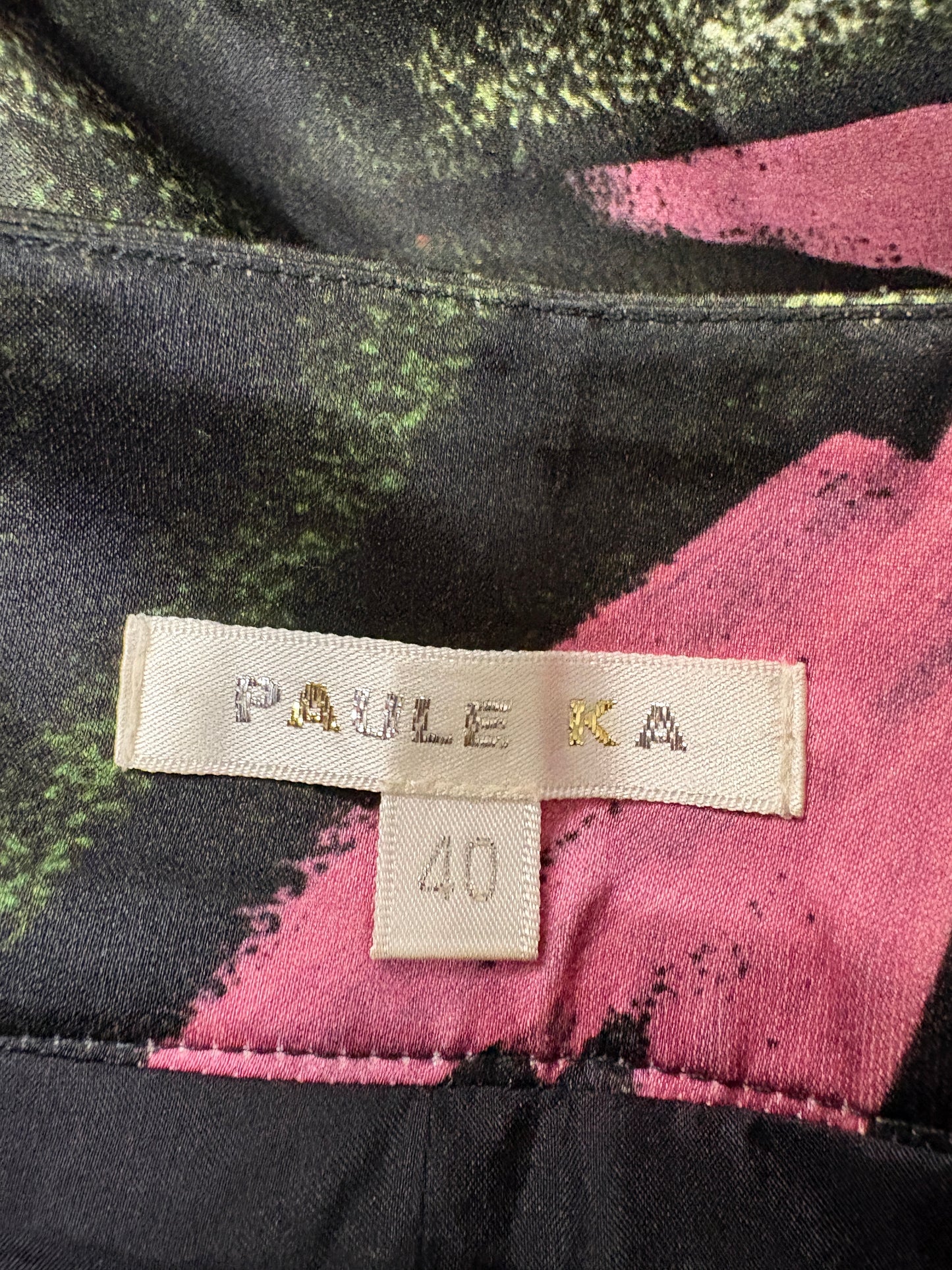 Paule Ka Pink And Green Print Midi skirt