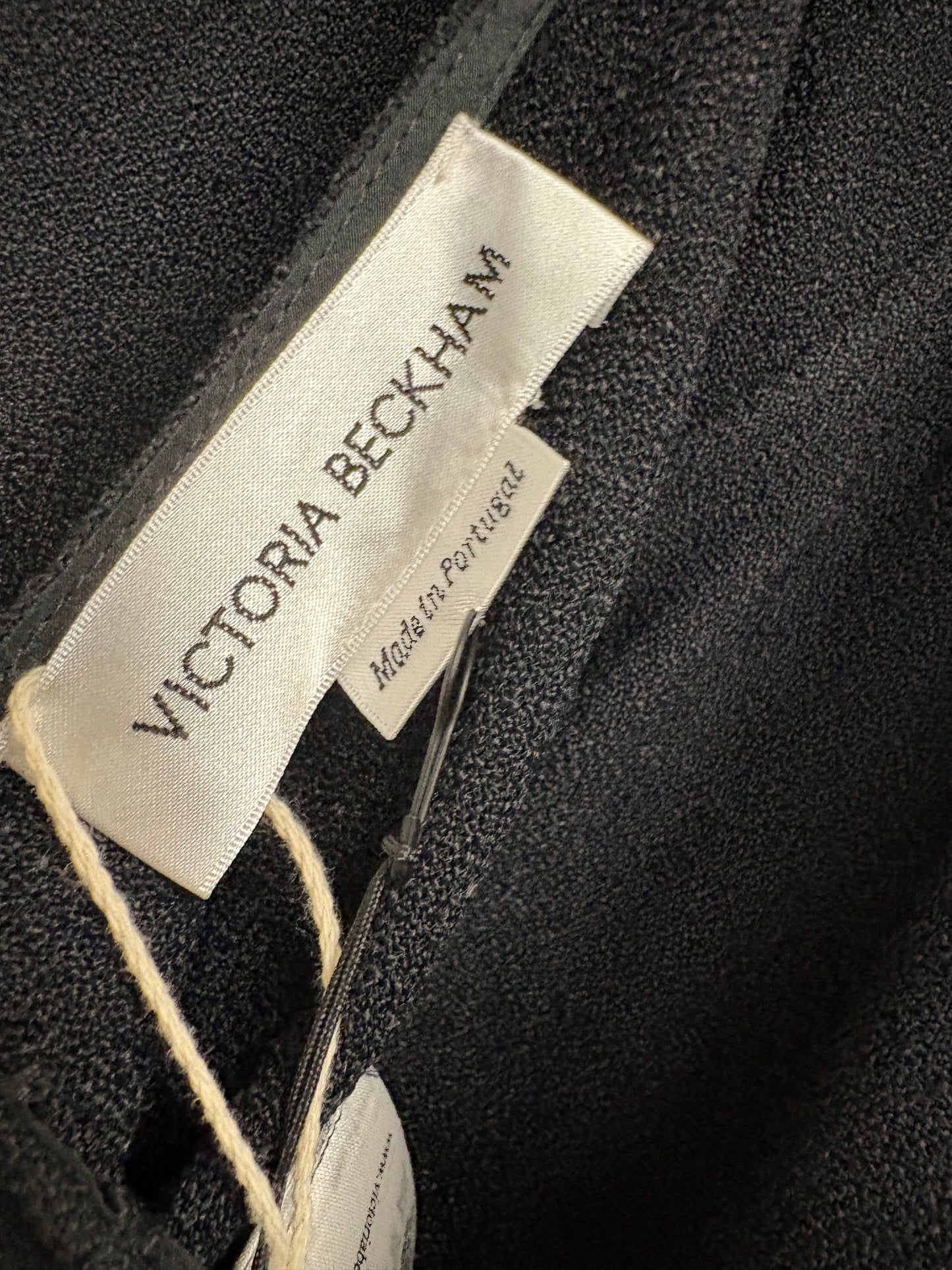 Victoria Beckham Black Lace Up Back Drape Top Summer Sable
