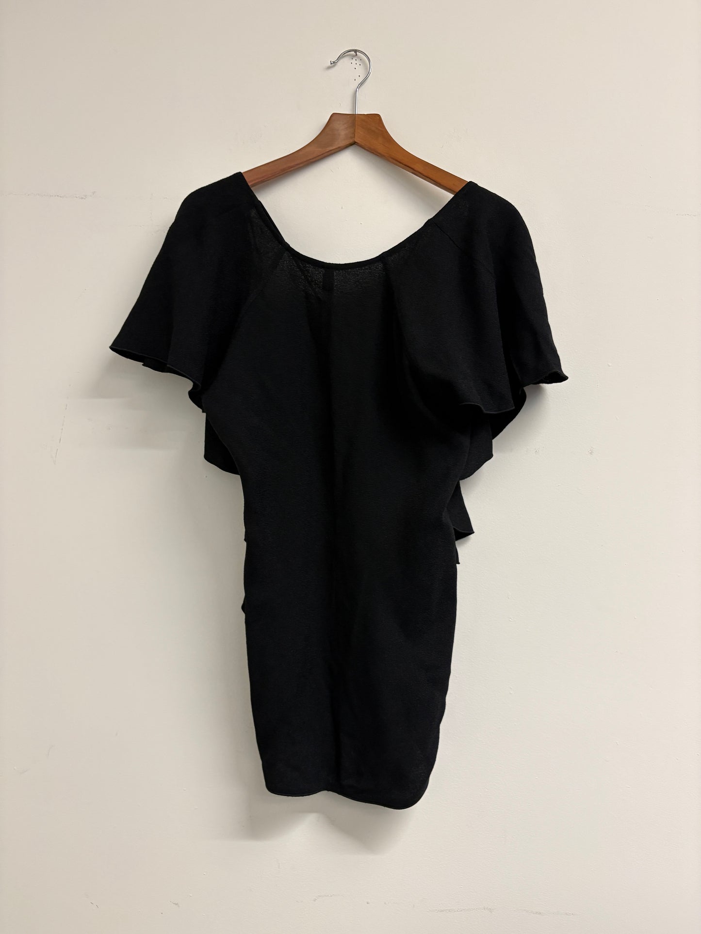 Victoria Beckham Black Lace Up Back Drape Top Summer Sable