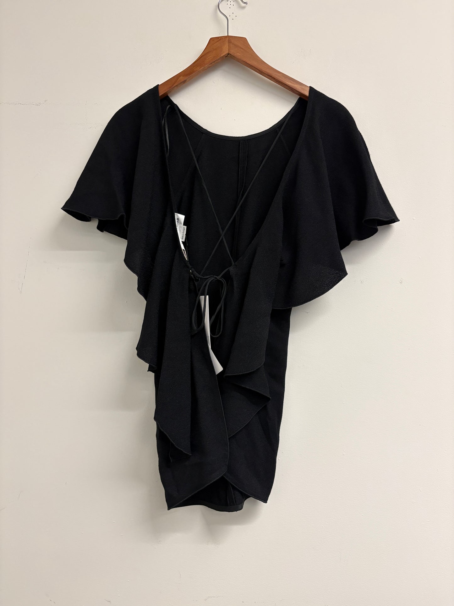 Victoria Beckham Black Lace Up Back Drape Top Summer Sable
