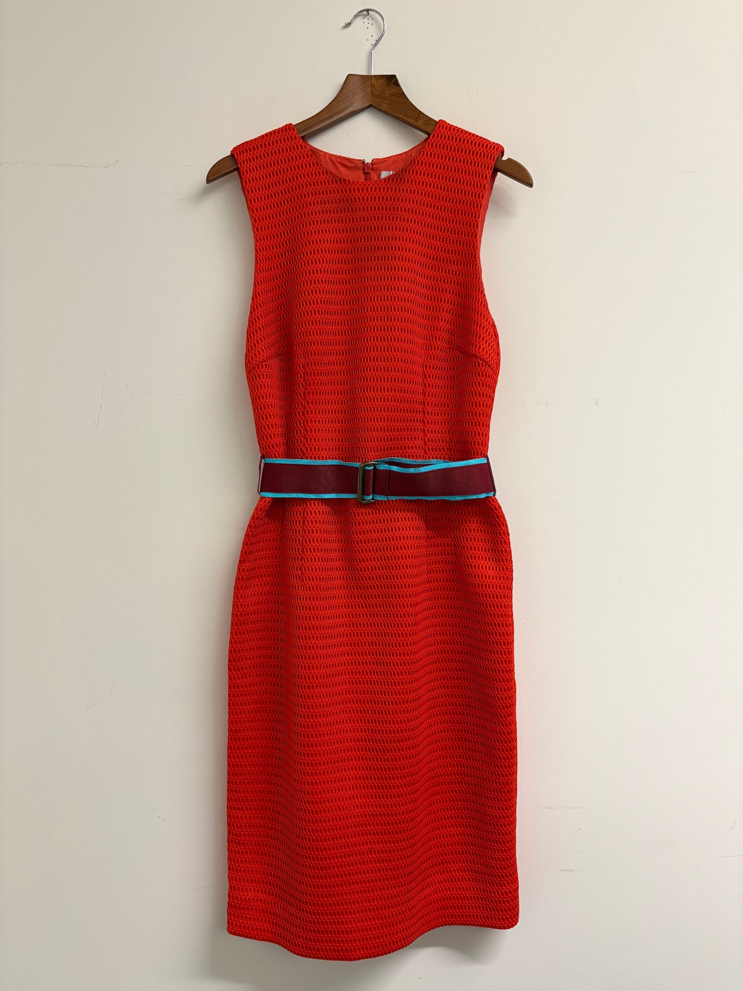 Jonathan Saunders Orange Textured Dress With Belt