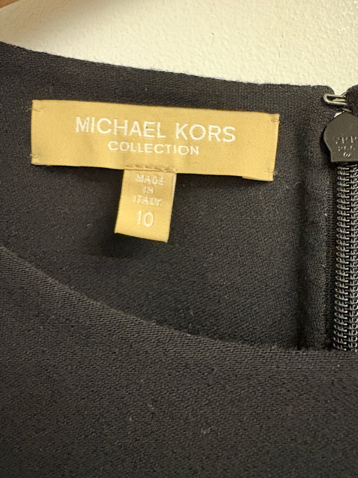 Michael Kors Collection Black Colour Block Wool Pencil Dress