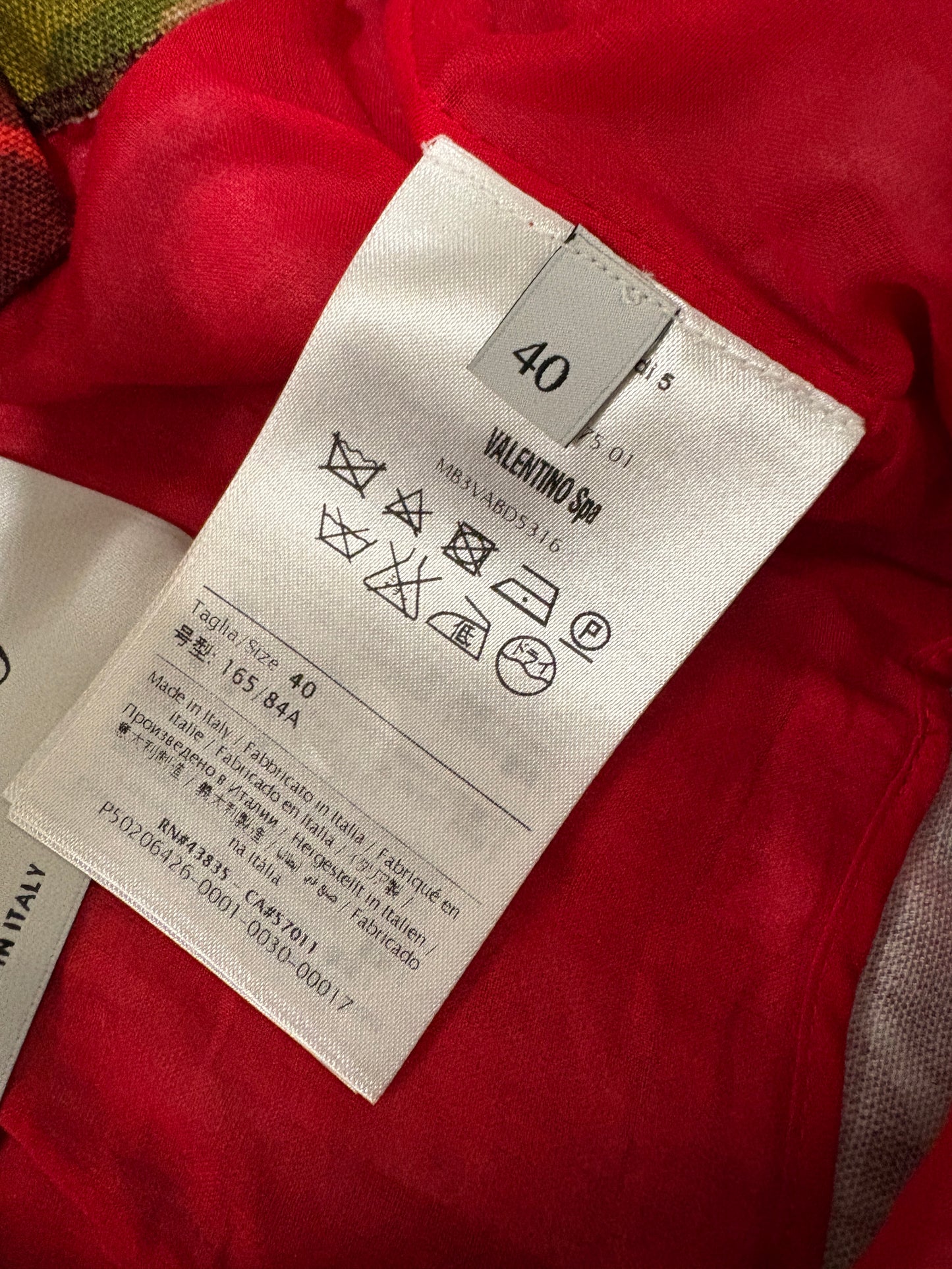 Valentino Red Cuban Flower Print Pleated Mini Dress