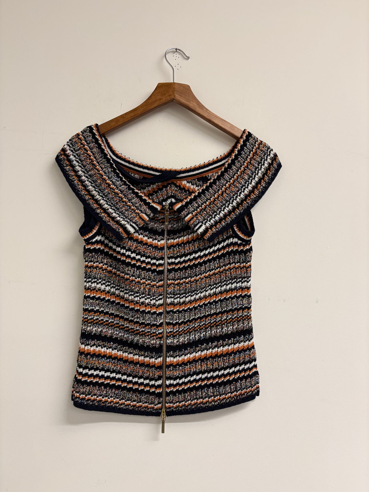 Chanel Navy and Orange Knit Top