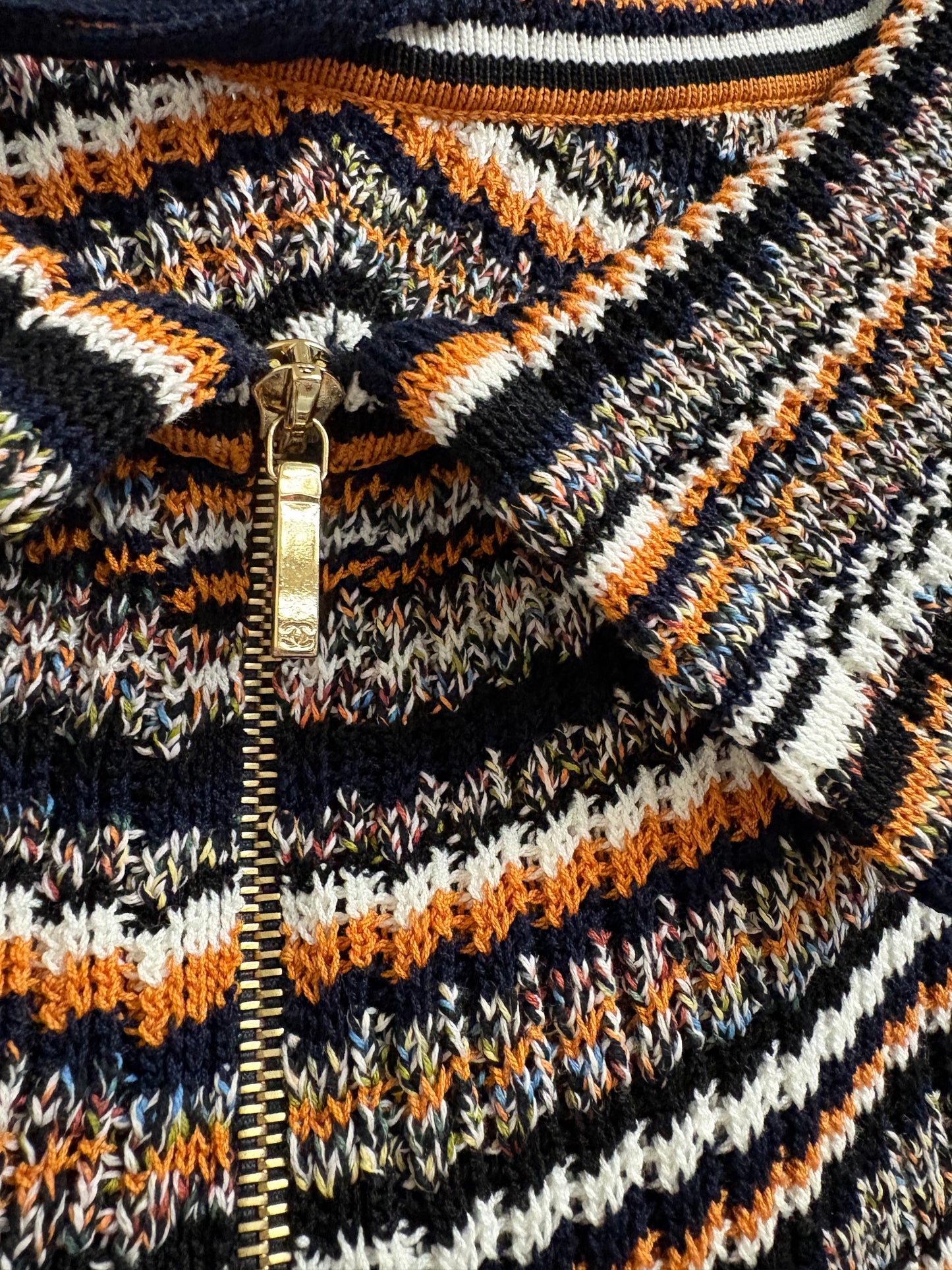 Chanel Navy and Orange Knit Top