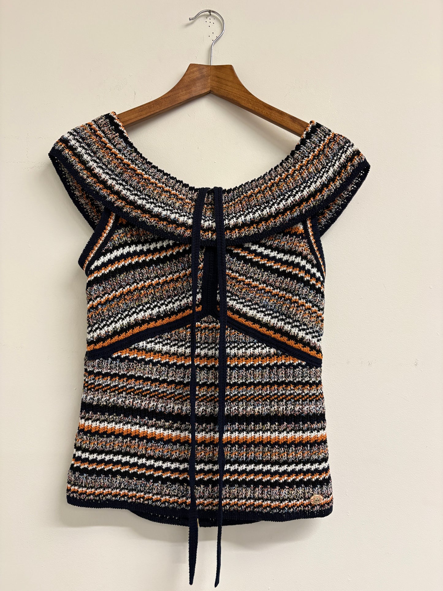 Chanel Navy and Orange Knit Top