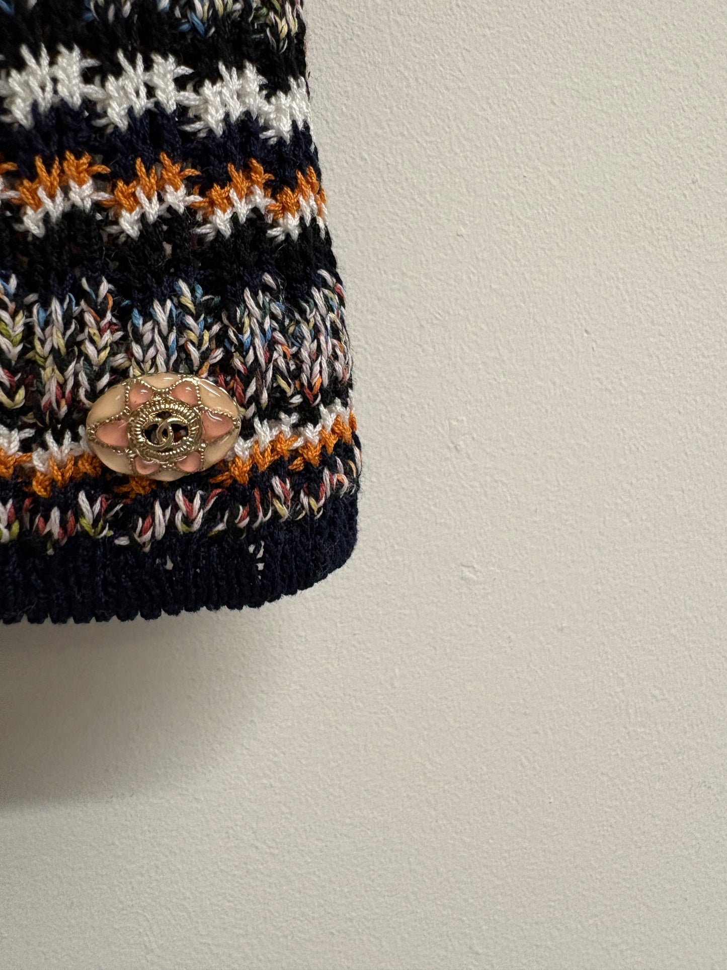 Chanel Navy and Orange Knit Top