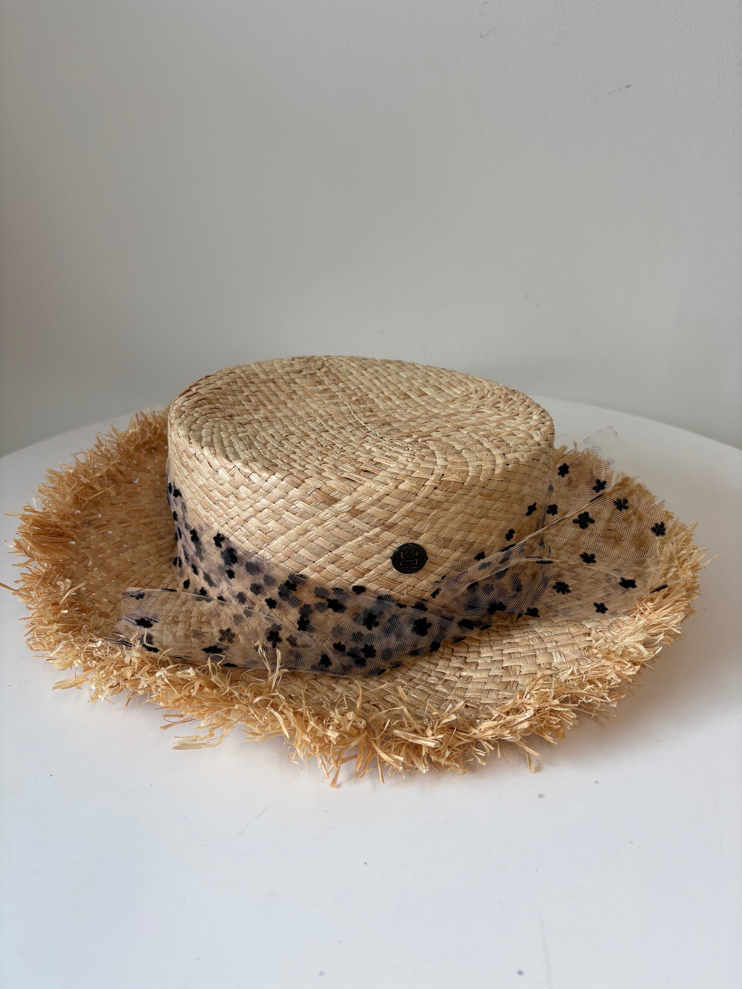 Sibi Linda Beige Frayed Raffia Hat