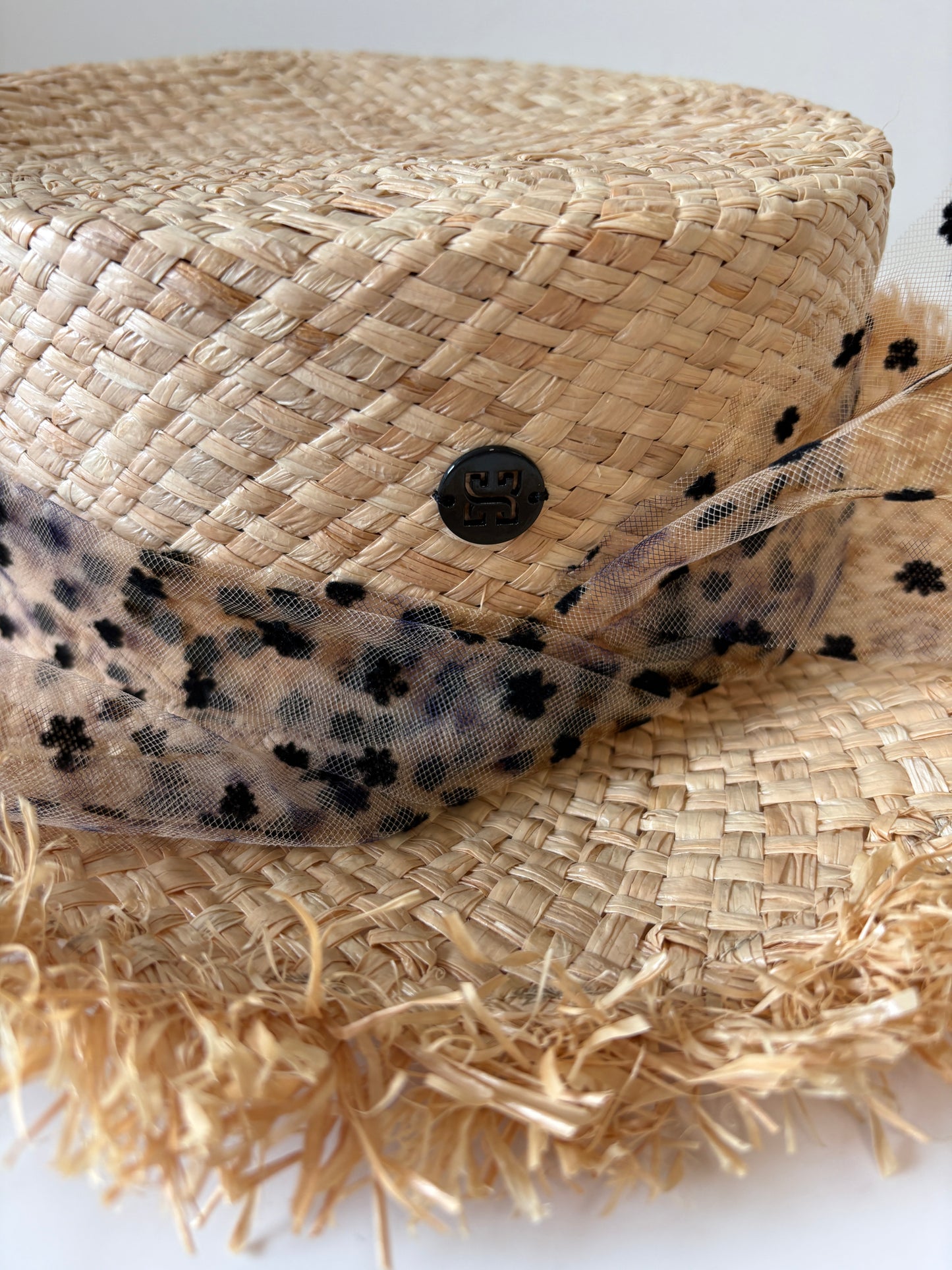 Sibi Linda Beige Frayed Raffia Hat